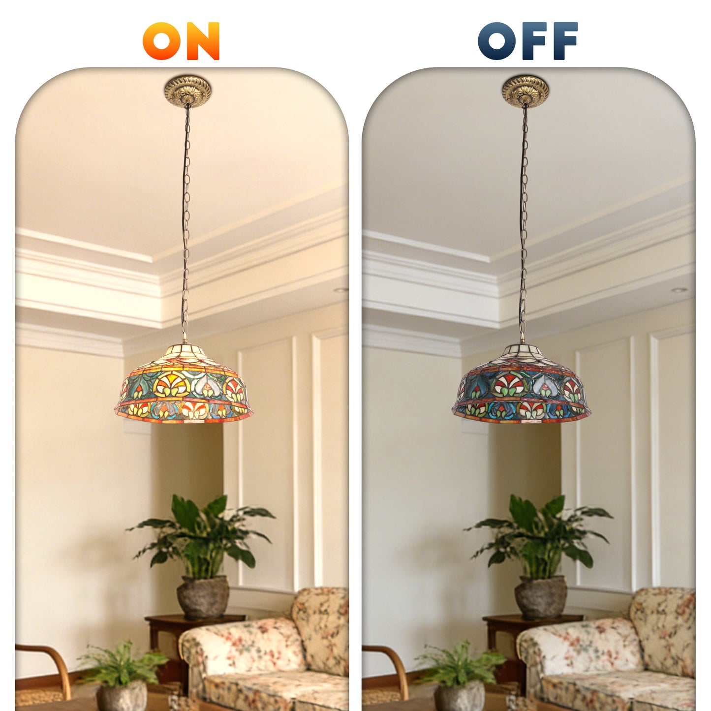 Colorful Geometric Stained Glass Pendant Light - Antique Bronze Adjustable 1-Light E26 Lamp Bulb Not Included