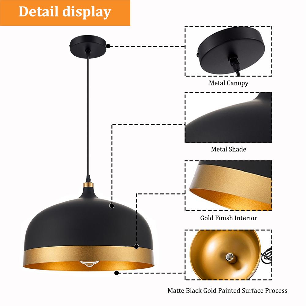 Black and Gold Single-Head Pot Lid Chandelier DS-LN07