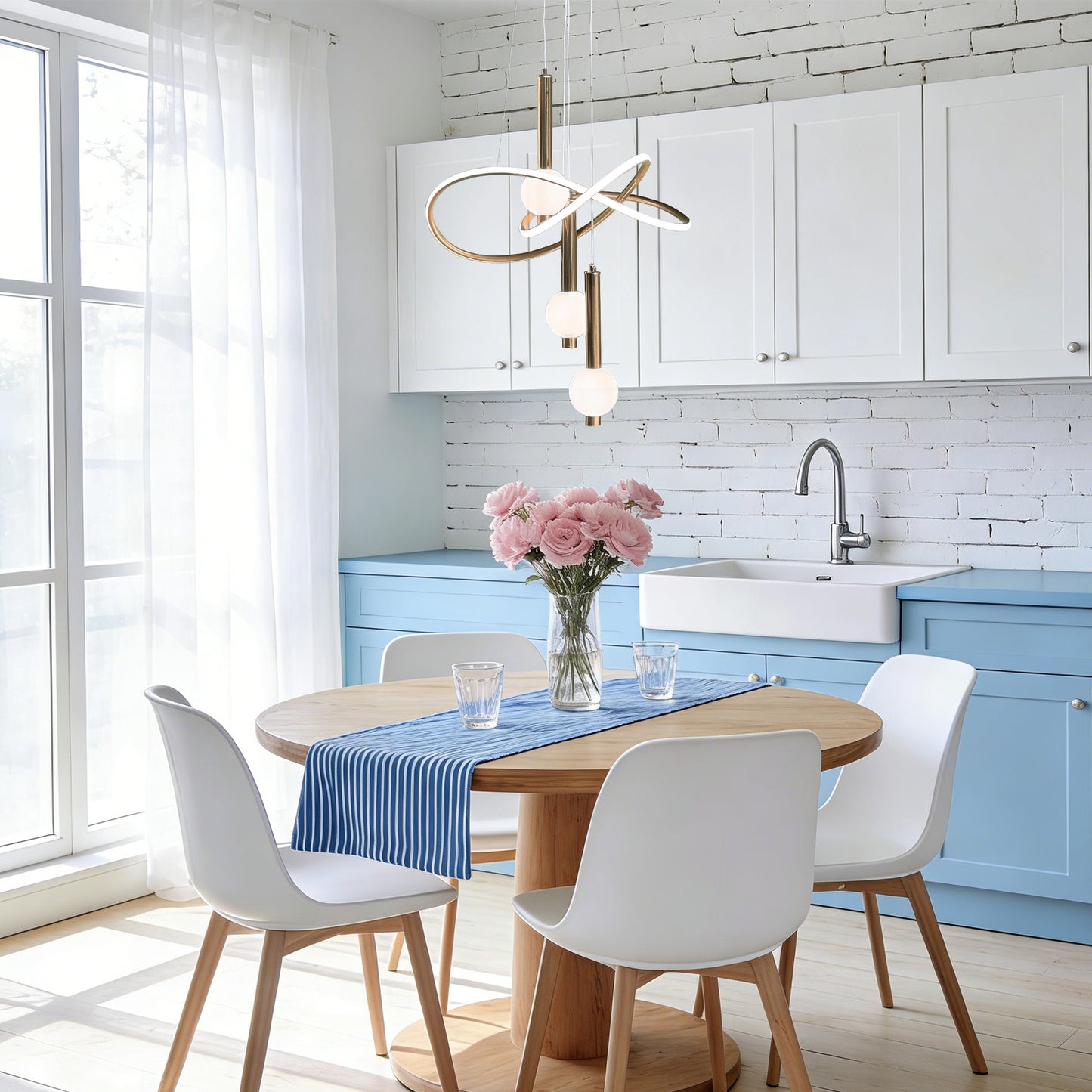 Modern Luxury Gold Ring 3-Ball Pendant Light - Adjustable 3-Color Dimmable LED Chandelier