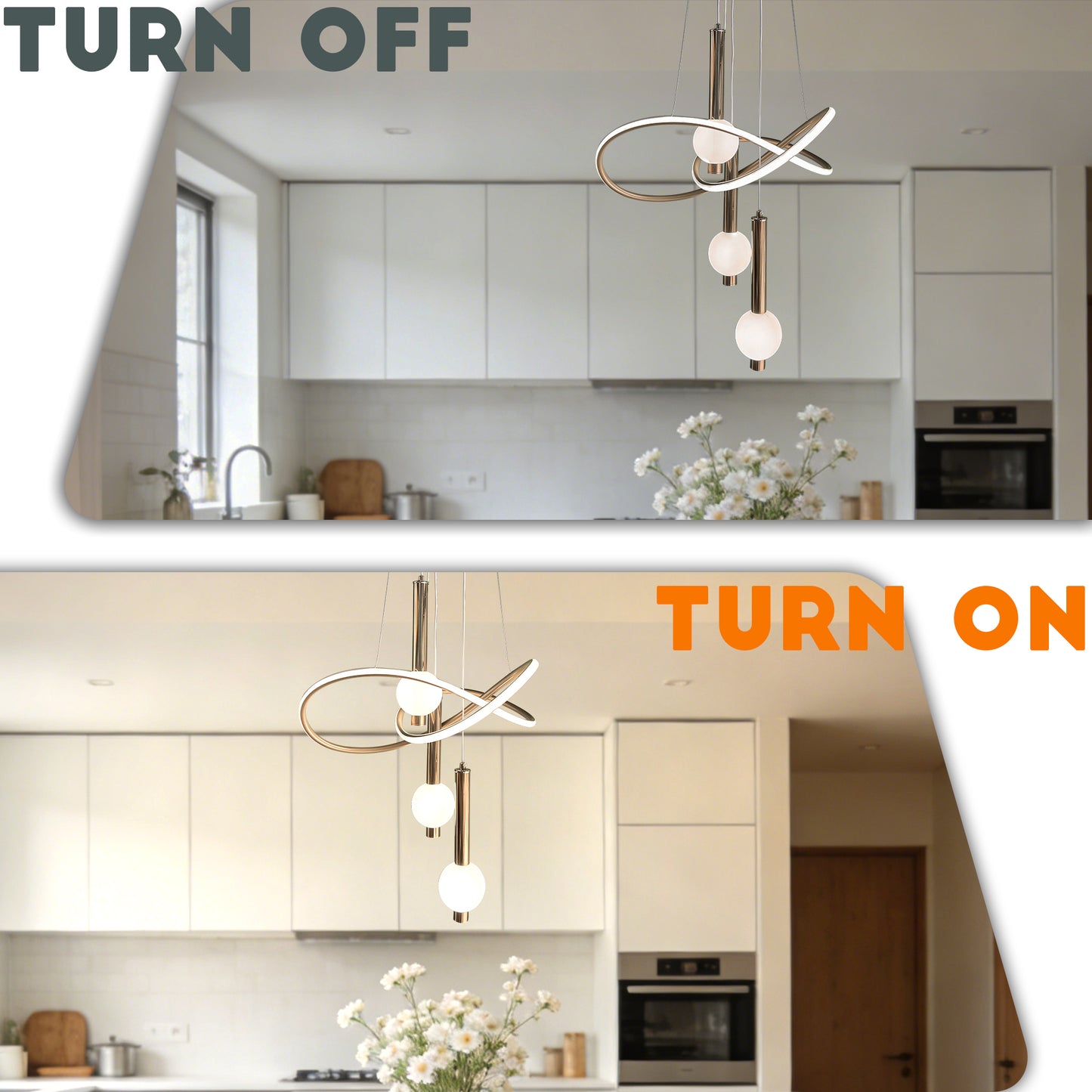 Modern Luxury Gold Ring 3-Ball Pendant Light - Adjustable 3-Color Dimmable LED Chandelier