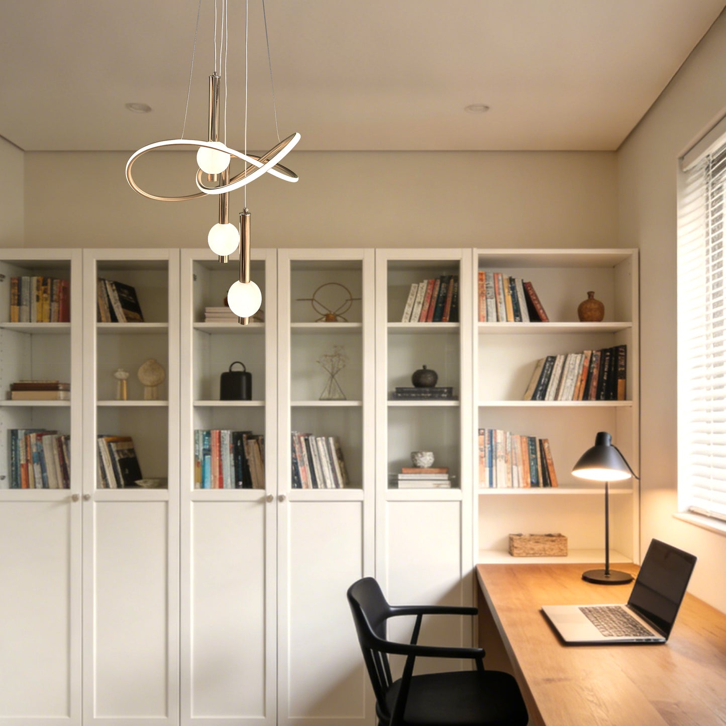 Modern Luxury Gold Ring 3-Ball Pendant Light - Adjustable 3-Color Dimmable LED Chandelier