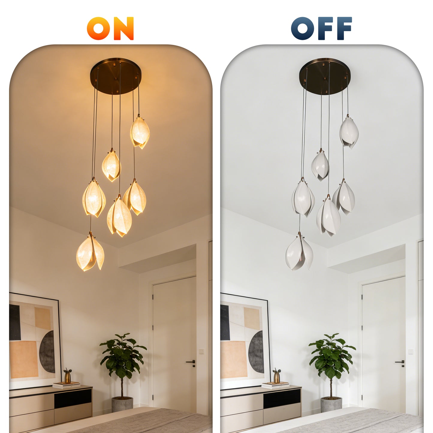 Modern White Magnolia Flower Pendant Light - 3-Color E26 Adjustable Height Ceiling Lamp