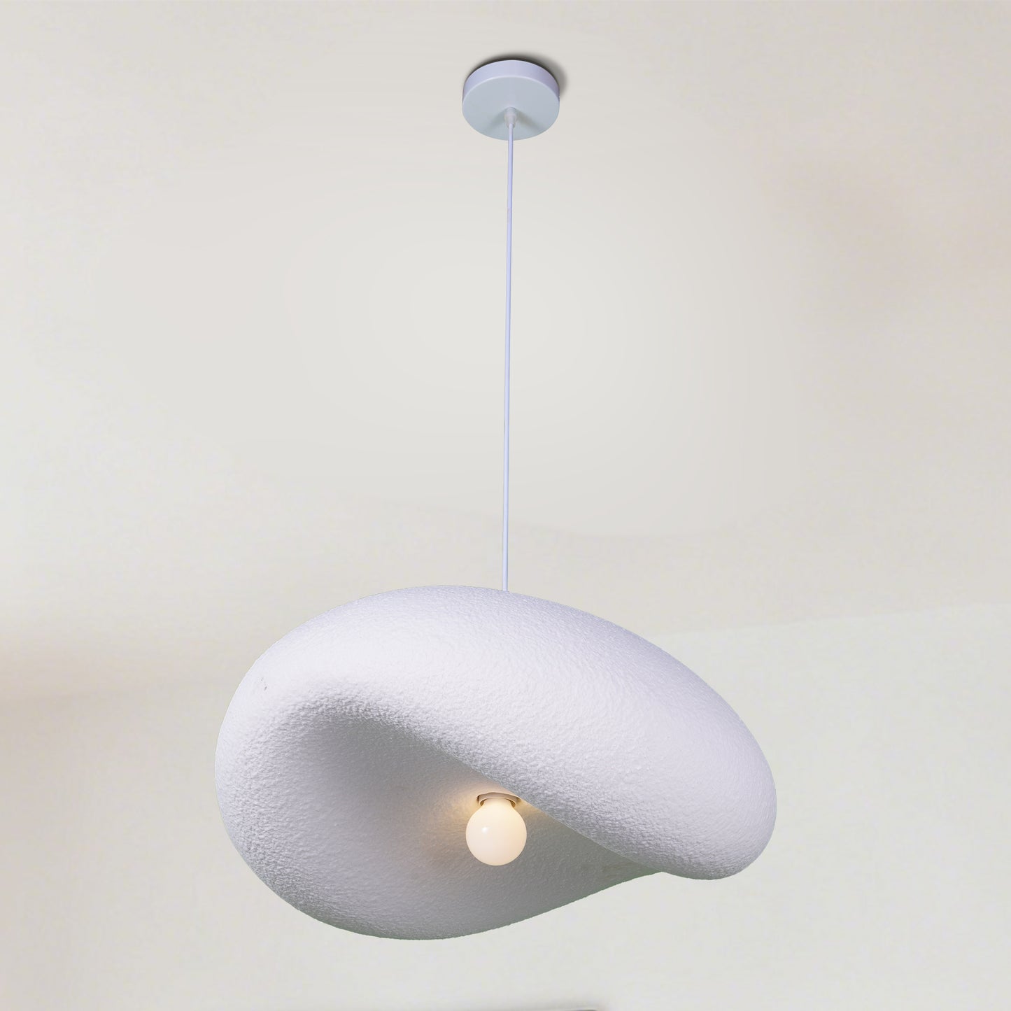 Modern White Cloud Stone Pendant Light - 3-Color Dimmable E26 Adjustable Height Ceiling Lamp