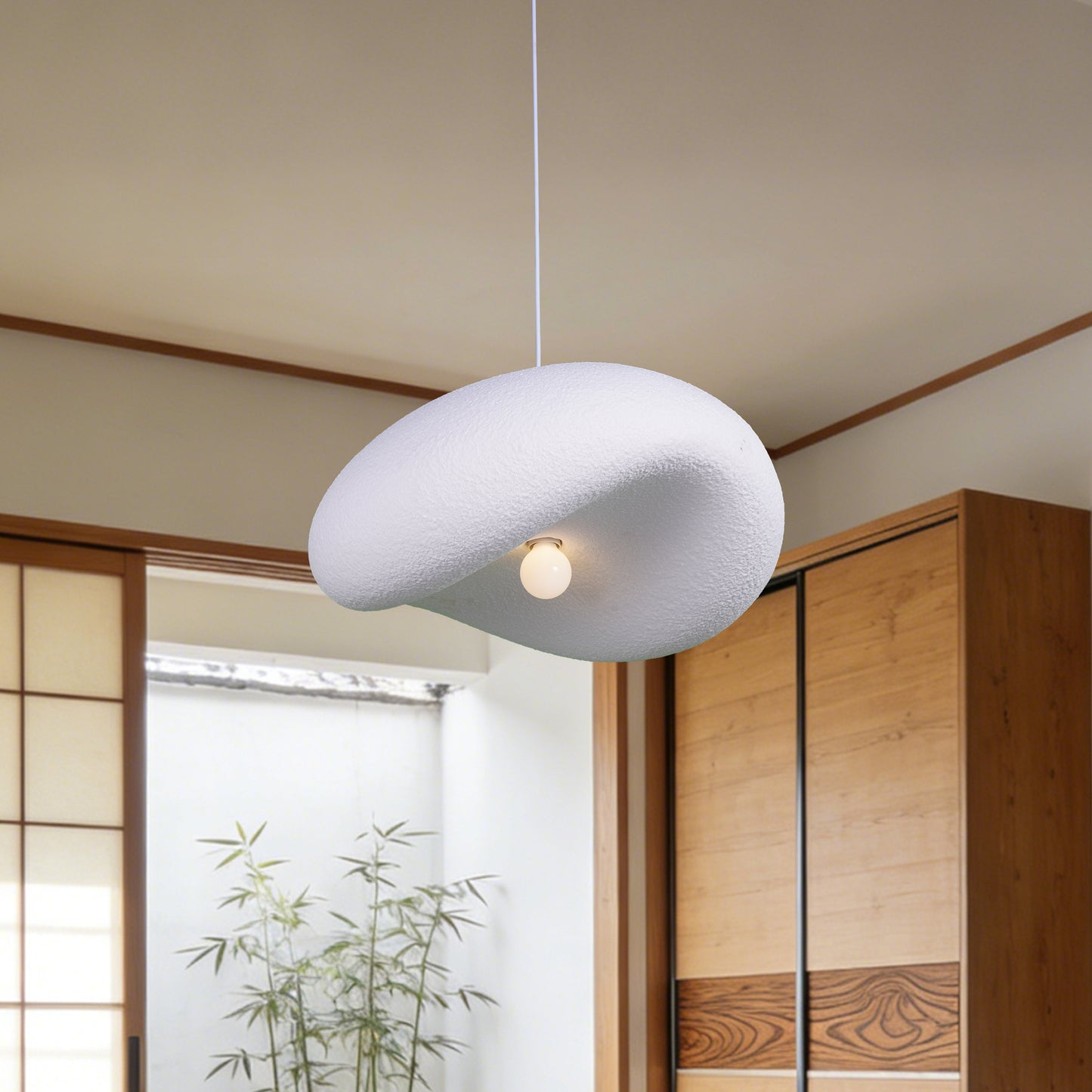 Modern White Cloud Stone Pendant Light - 3-Color Dimmable E26 Adjustable Height Ceiling Lamp