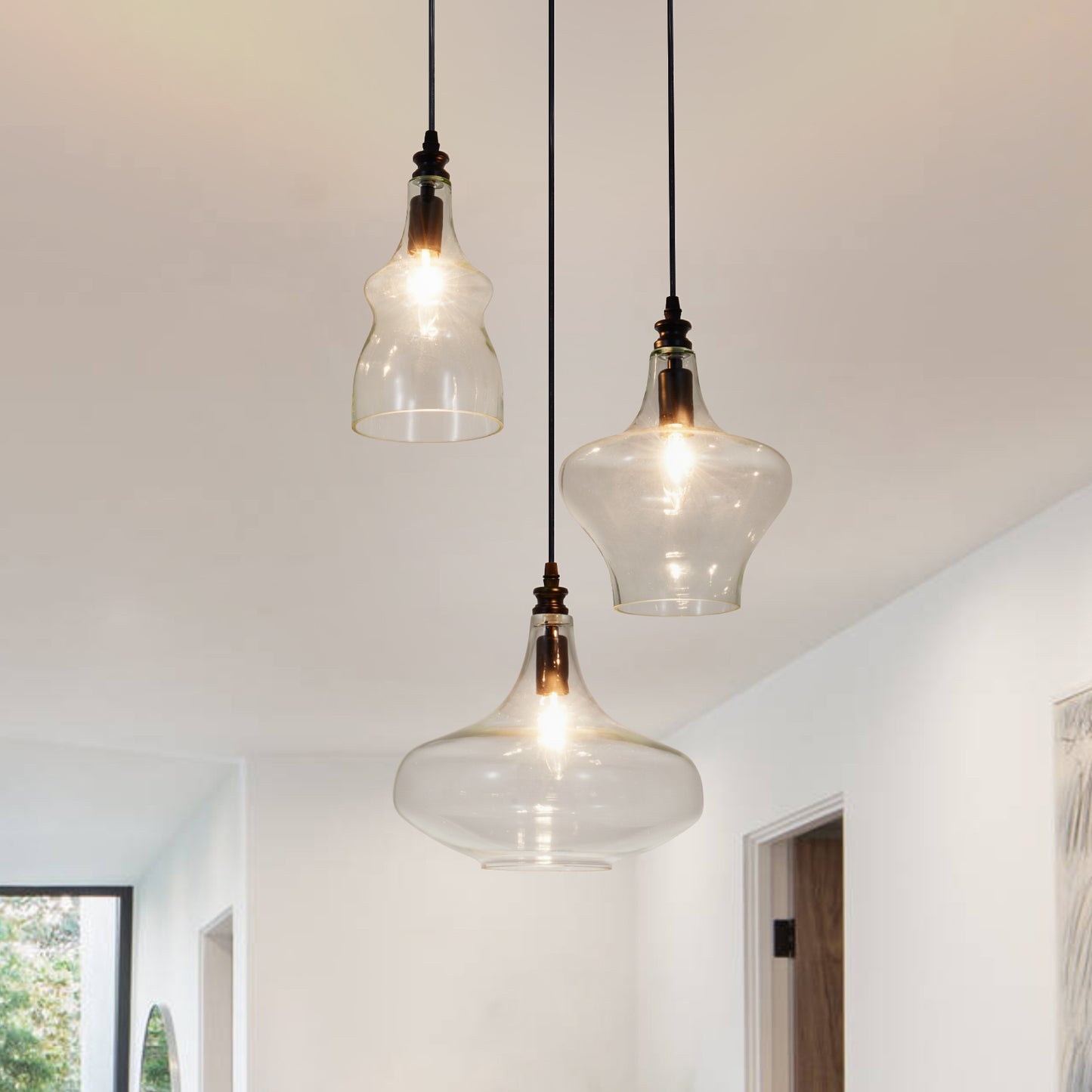 3-Light Glass Globe Cluster Modern Chandelier DS-DY46