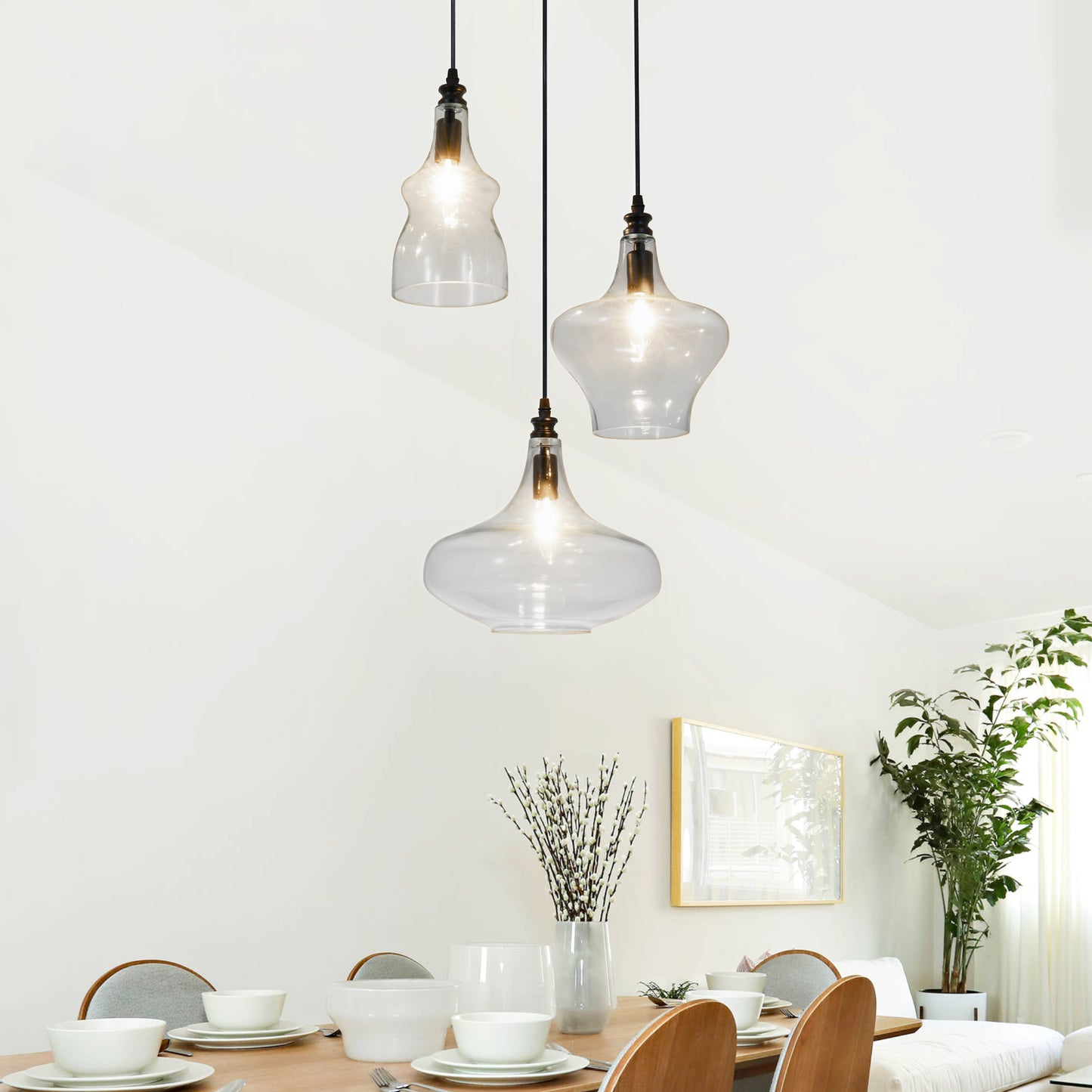 3-Light Glass Globe Cluster Modern Chandelier DS-DY46