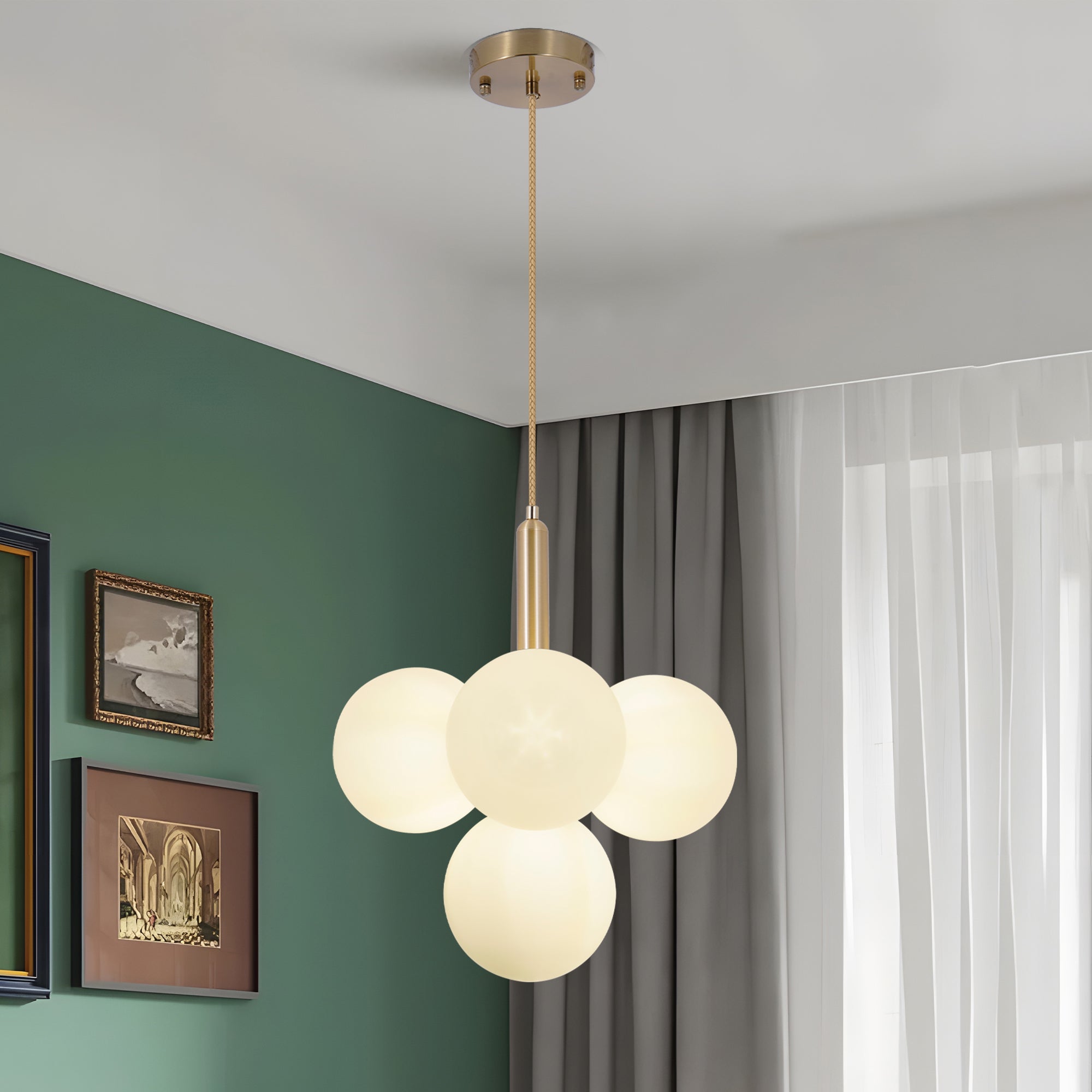 Milk White Frosted Glass Chandelier DS-DY49