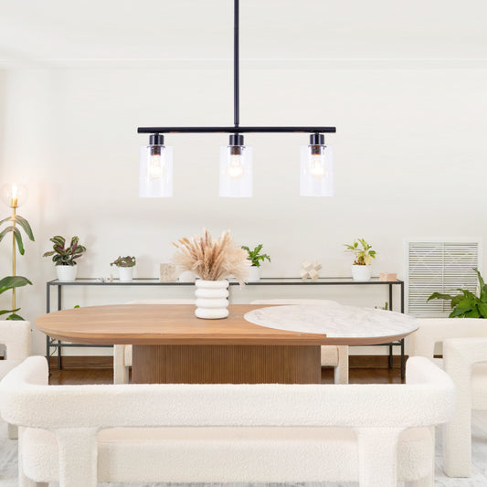 Modern 3-Light Glass Pendant Lighting - Vintage Farmhouse Style for Dining Rooms and Kitchens DS-DY52