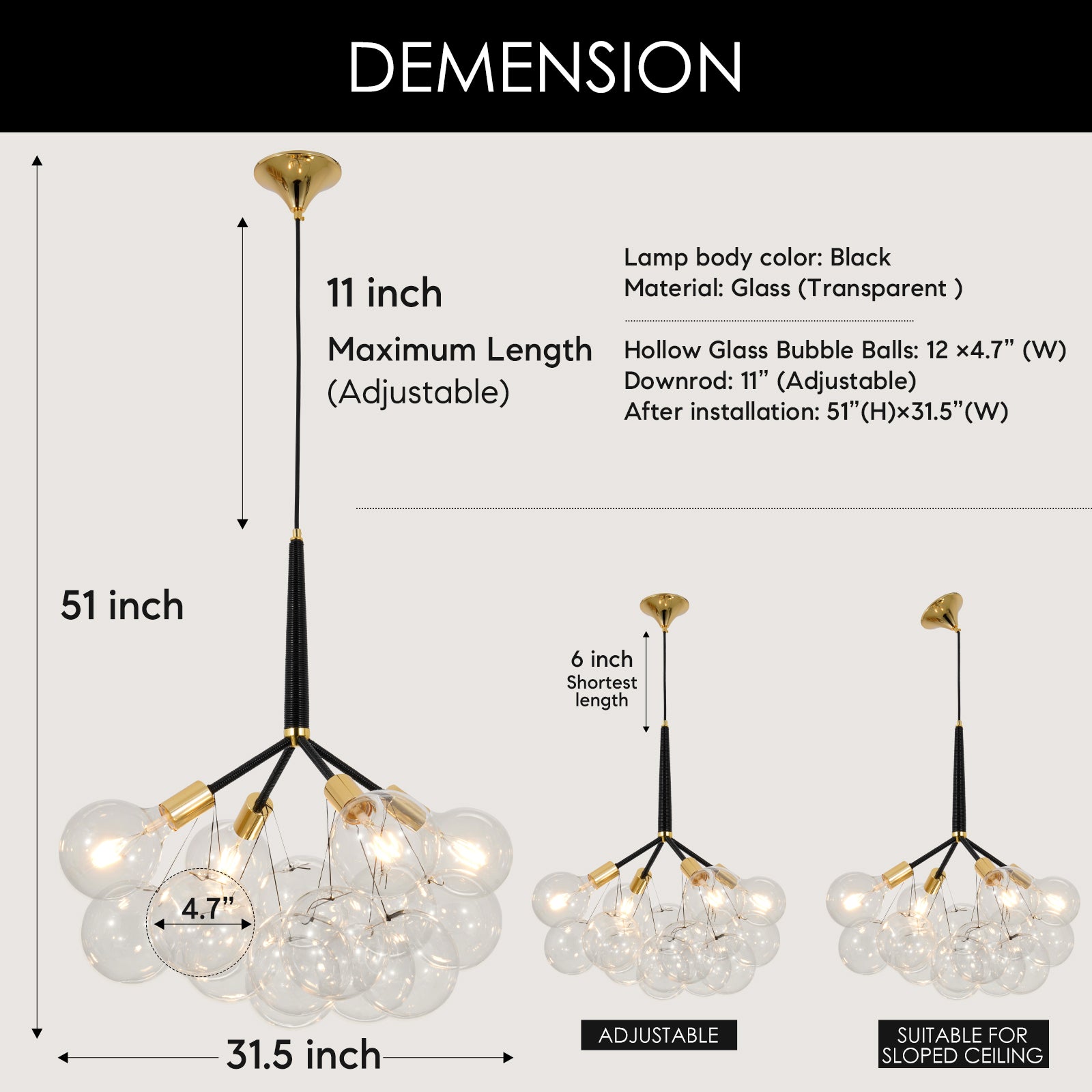 Modern Visual Comfort Glass Bubble Chandelier DS-DY54