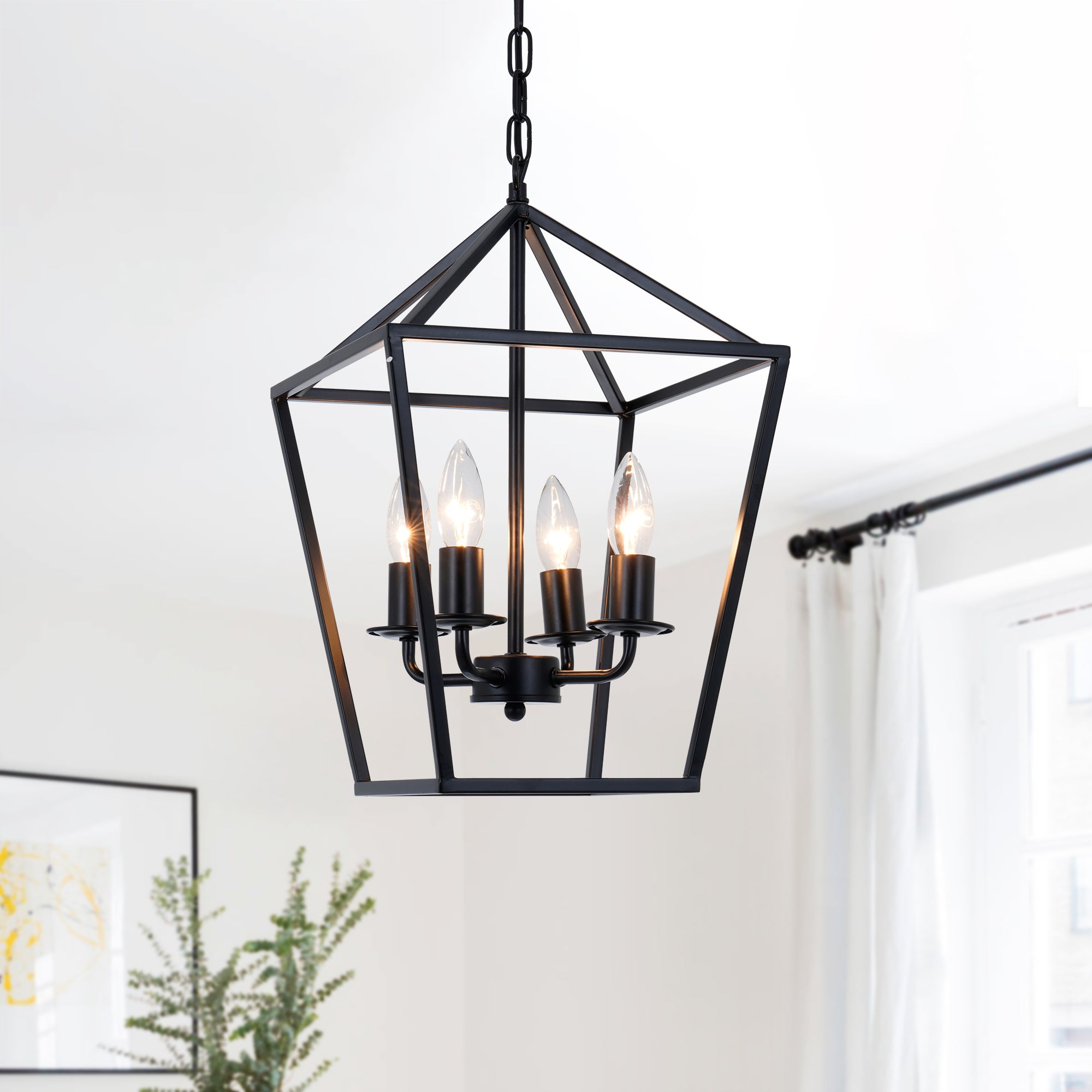 Black Geometric Foyer Chandelier DS-DY57