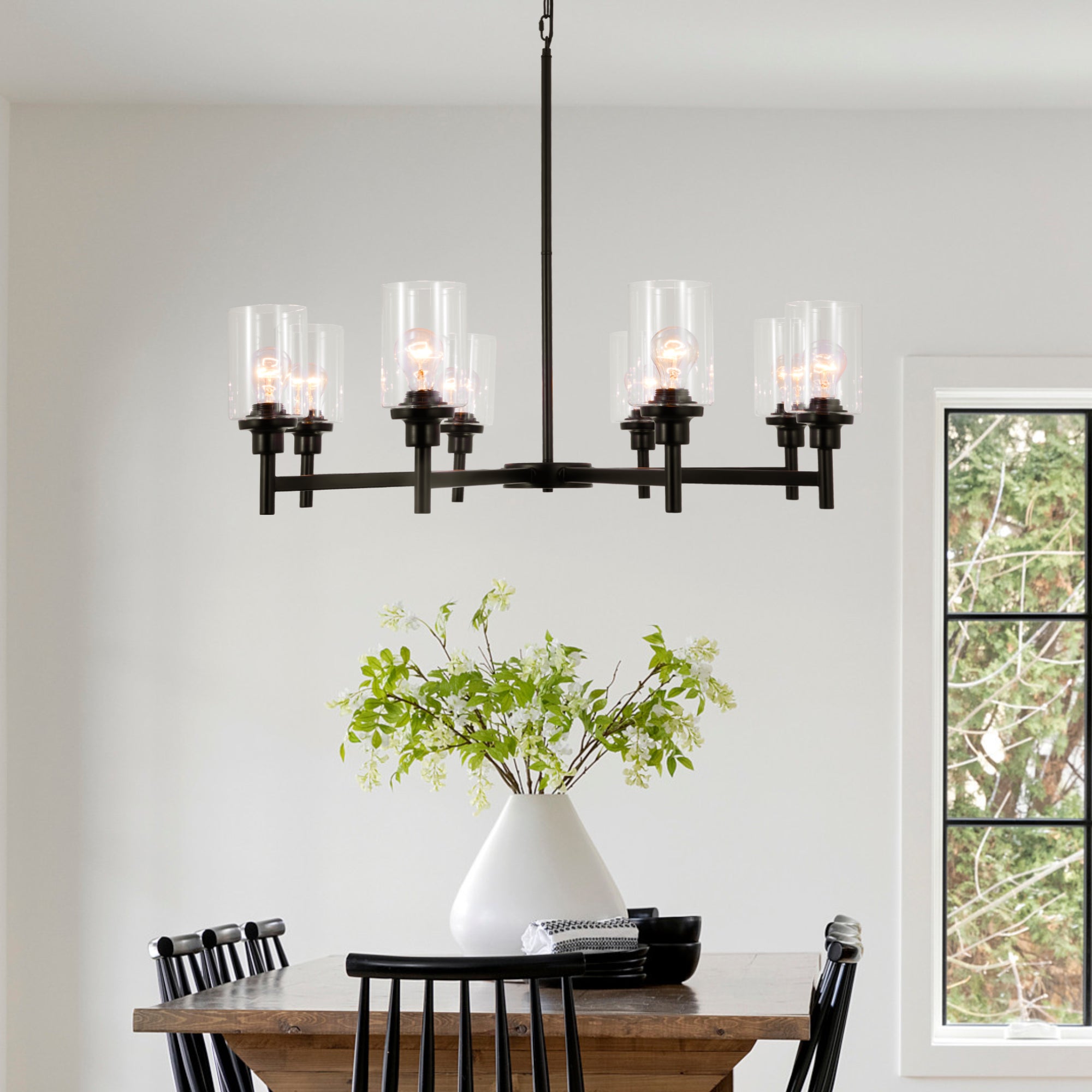 Black Clear Glass Shade Pendant Light DS-DY59