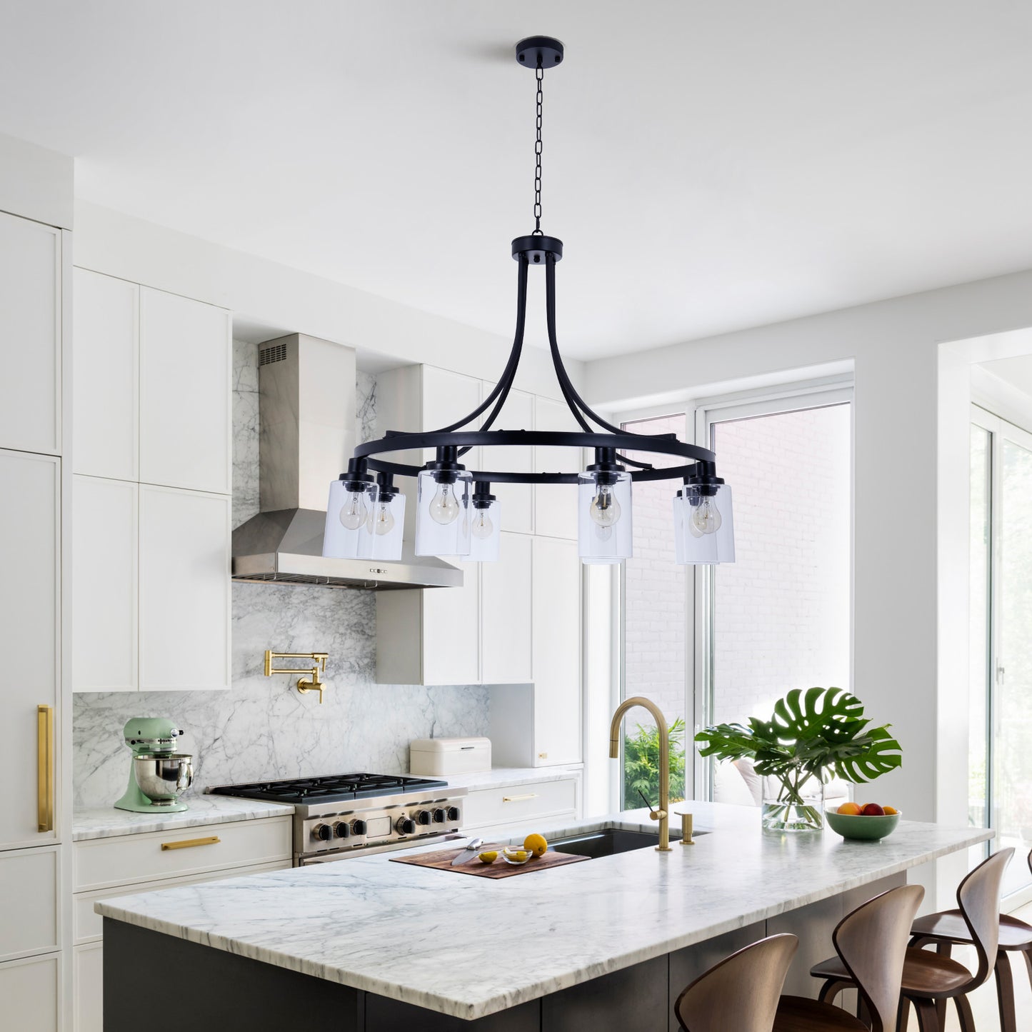 6-Head Black Iron Chandelier DS-DY61