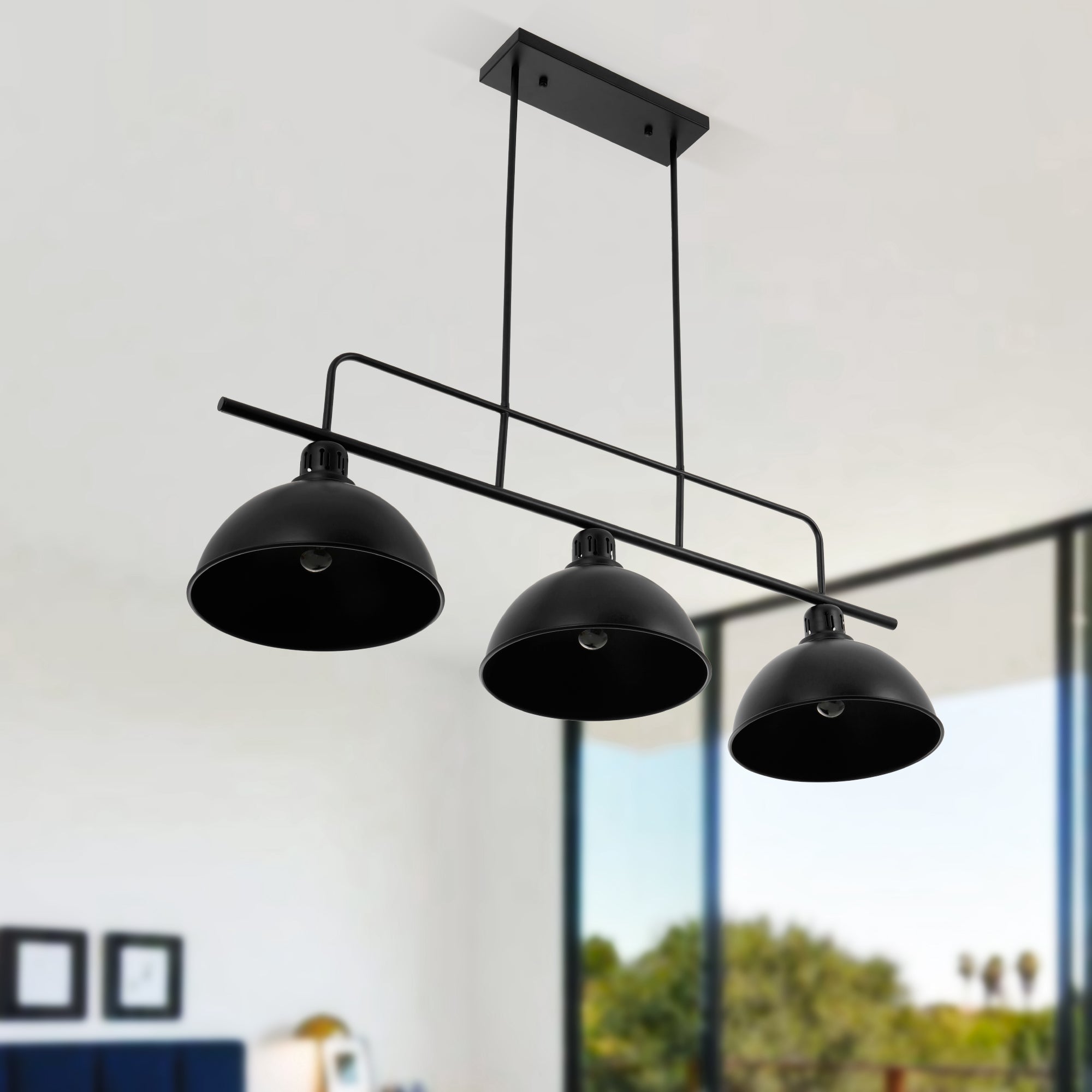 Black Pendant Lighting Over Table DS-DY71