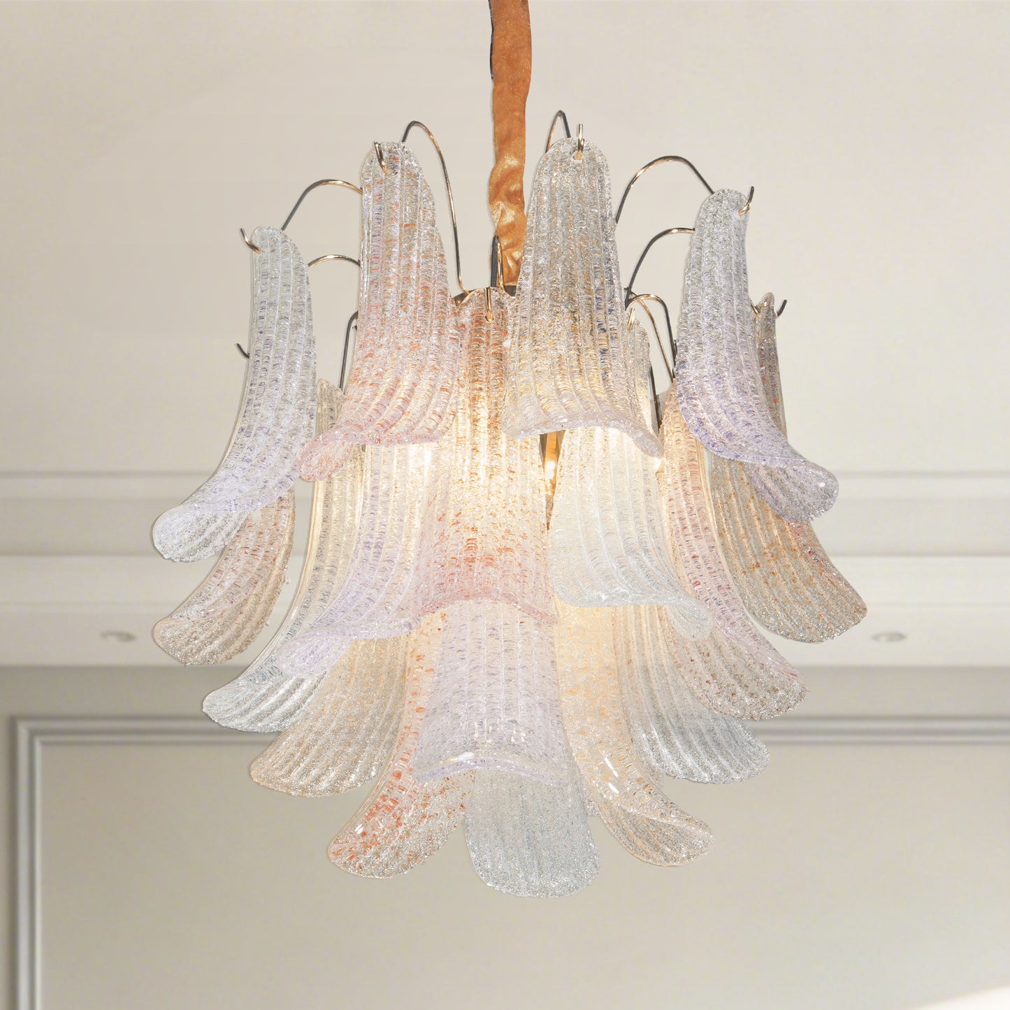 Modern Geometric Gold 6-Light 3-Color Chandelier - Adjustable Height Pendant Light E12