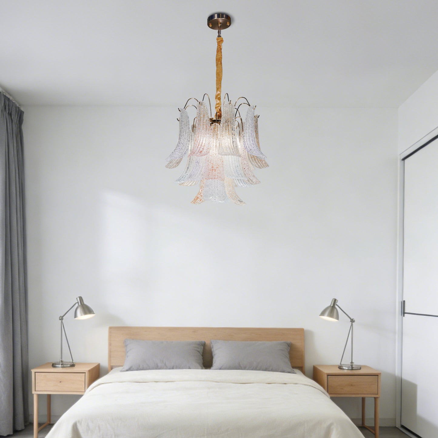 Modern Geometric Gold 6-Light 3-Color Chandelier - Adjustable Height Pendant Light E12