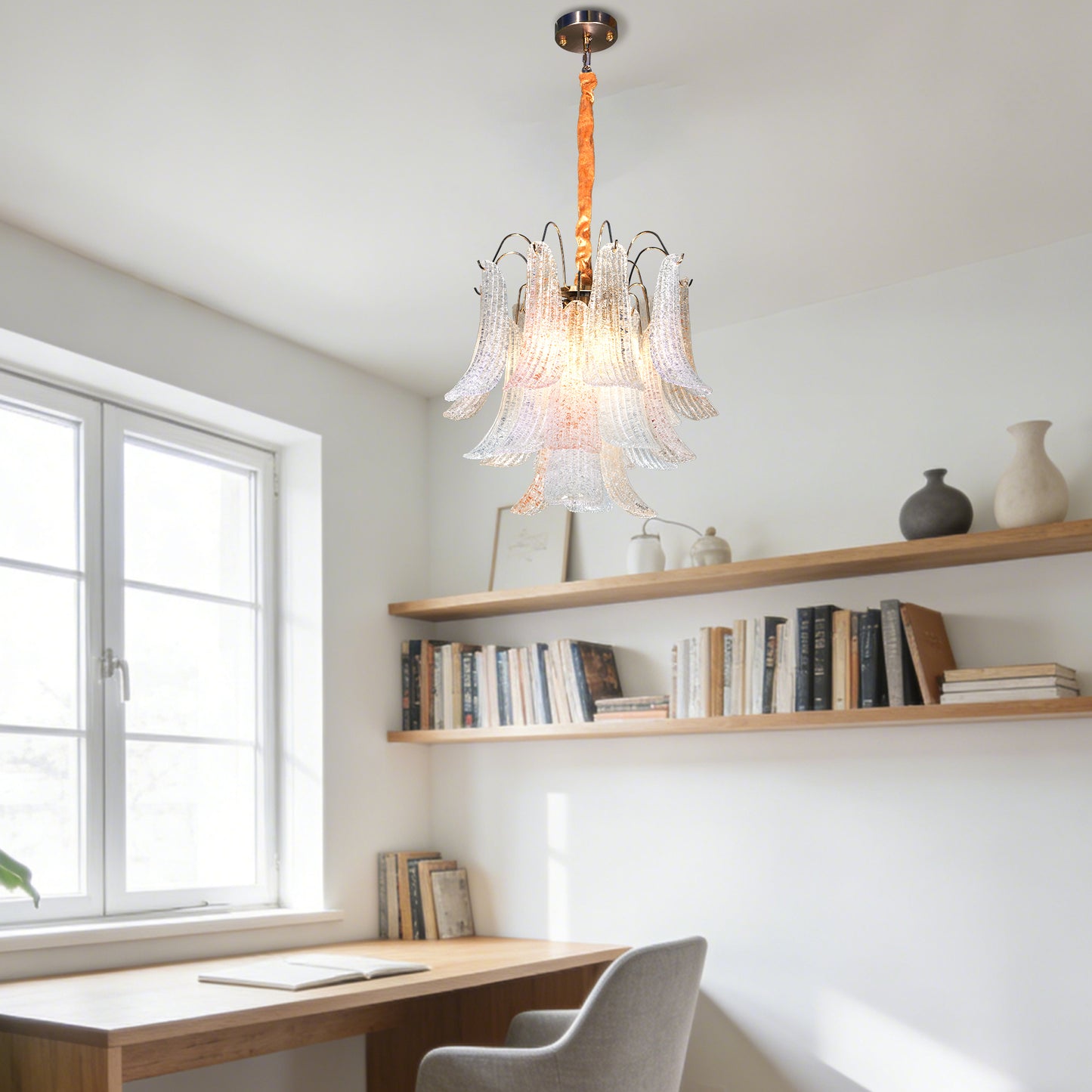 Modern Geometric Gold 6-Light 3-Color Chandelier - Adjustable Height Pendant Light E12