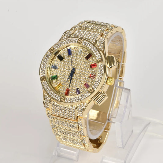 Male Luxury Stainless Steel Gold Wristwatches, Gold