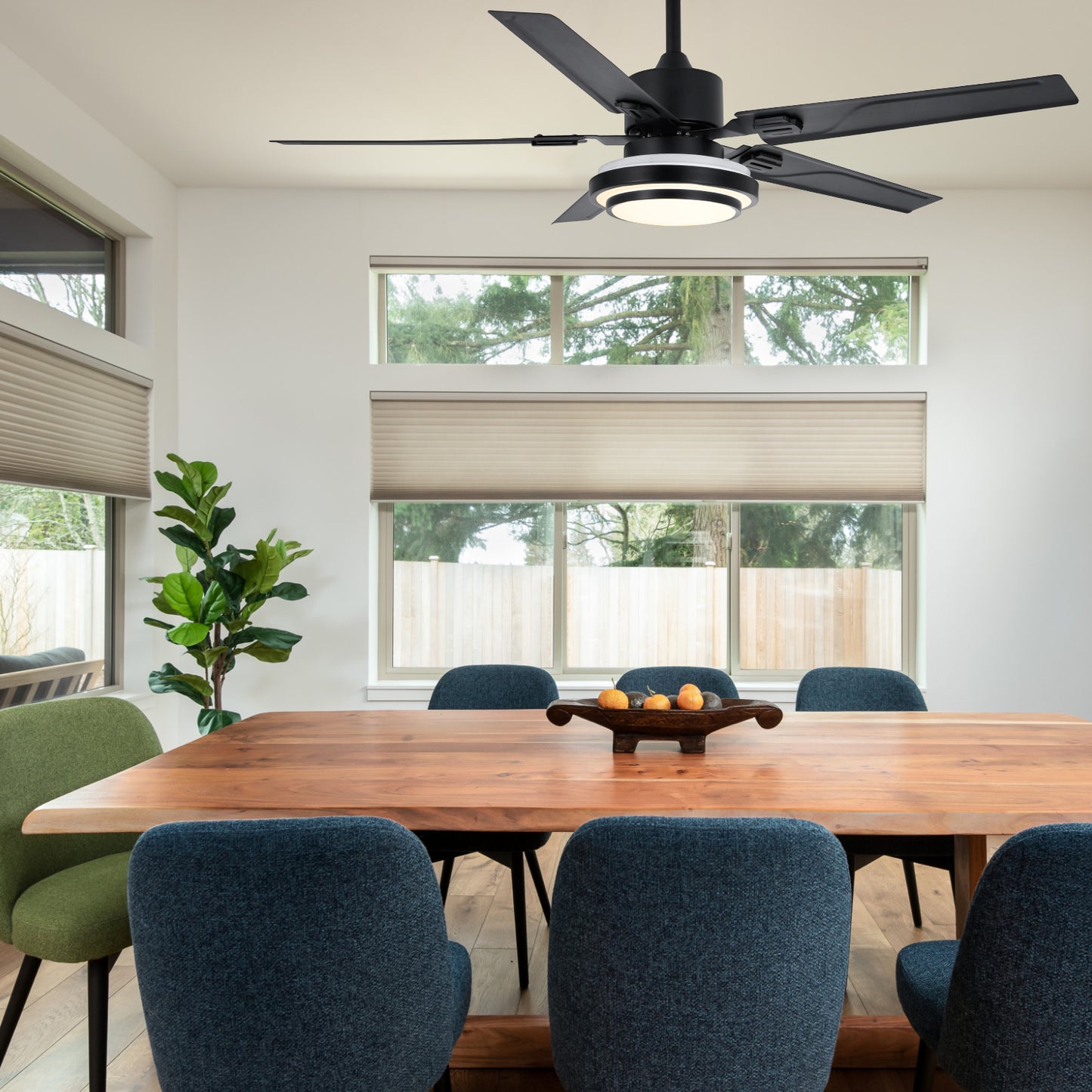 52" 5-Blades Chandelier Industrial Ceiling Fan Remote 3-Color 3-Speed DS-LN194