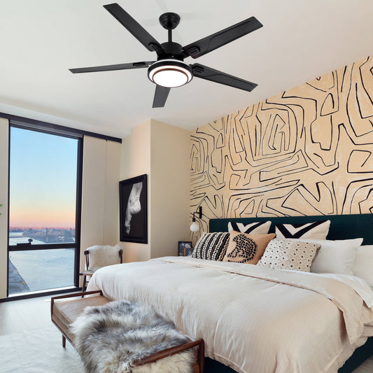 52" 5-Blades Chandelier Industrial Ceiling Fan Remote 3-Color 3-Speed DS-LN194