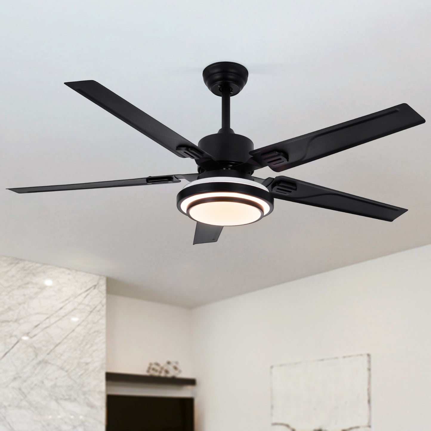 52" 5-Blades Chandelier Industrial Ceiling Fan Remote 3-Color 3-Speed DS-LN194