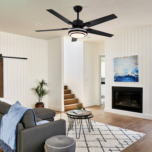 52" 5-Blades Chandelier Industrial Ceiling Fan Remote 3-Color 3-Speed DS-LN194