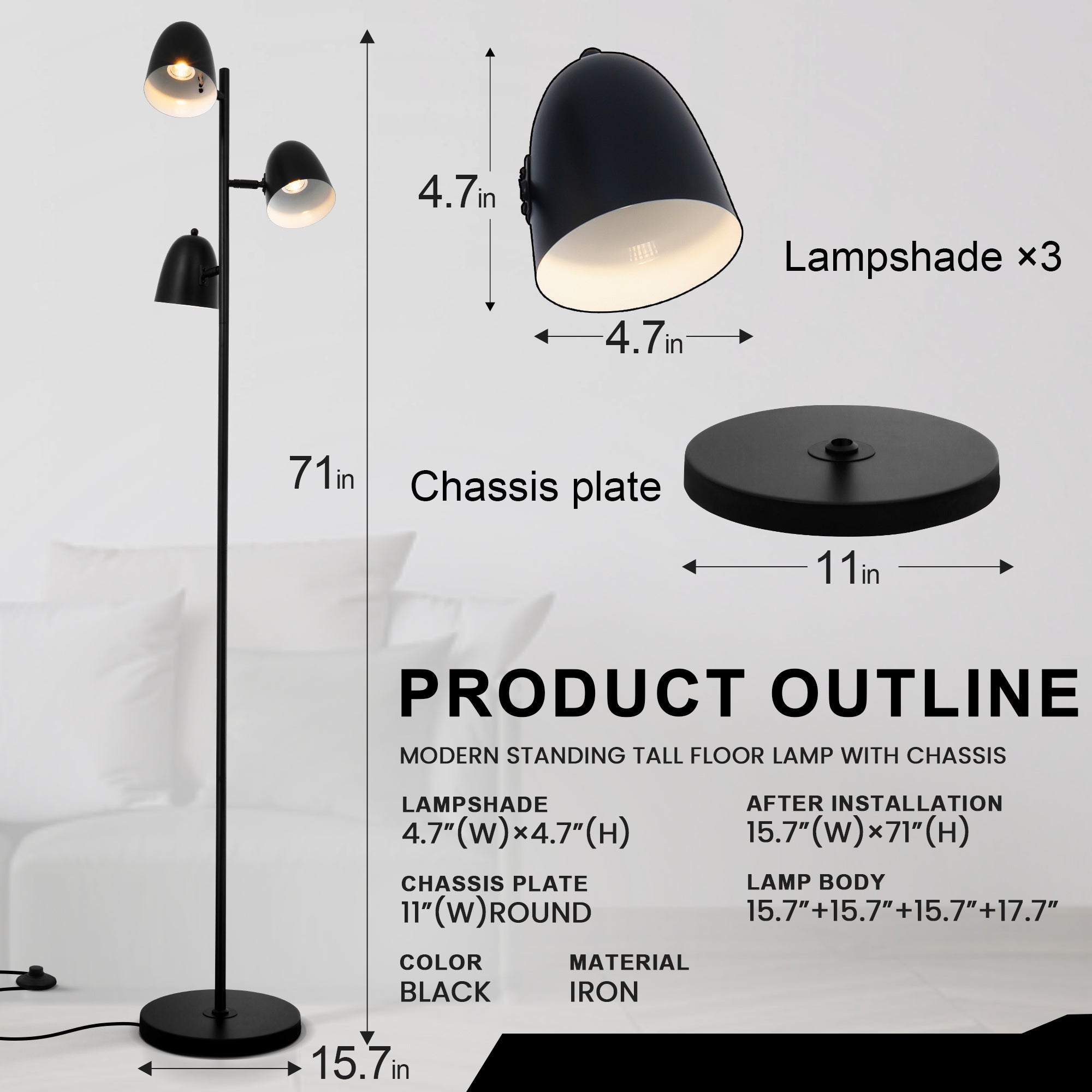 Tree Floor Lamp Black DS-LY05