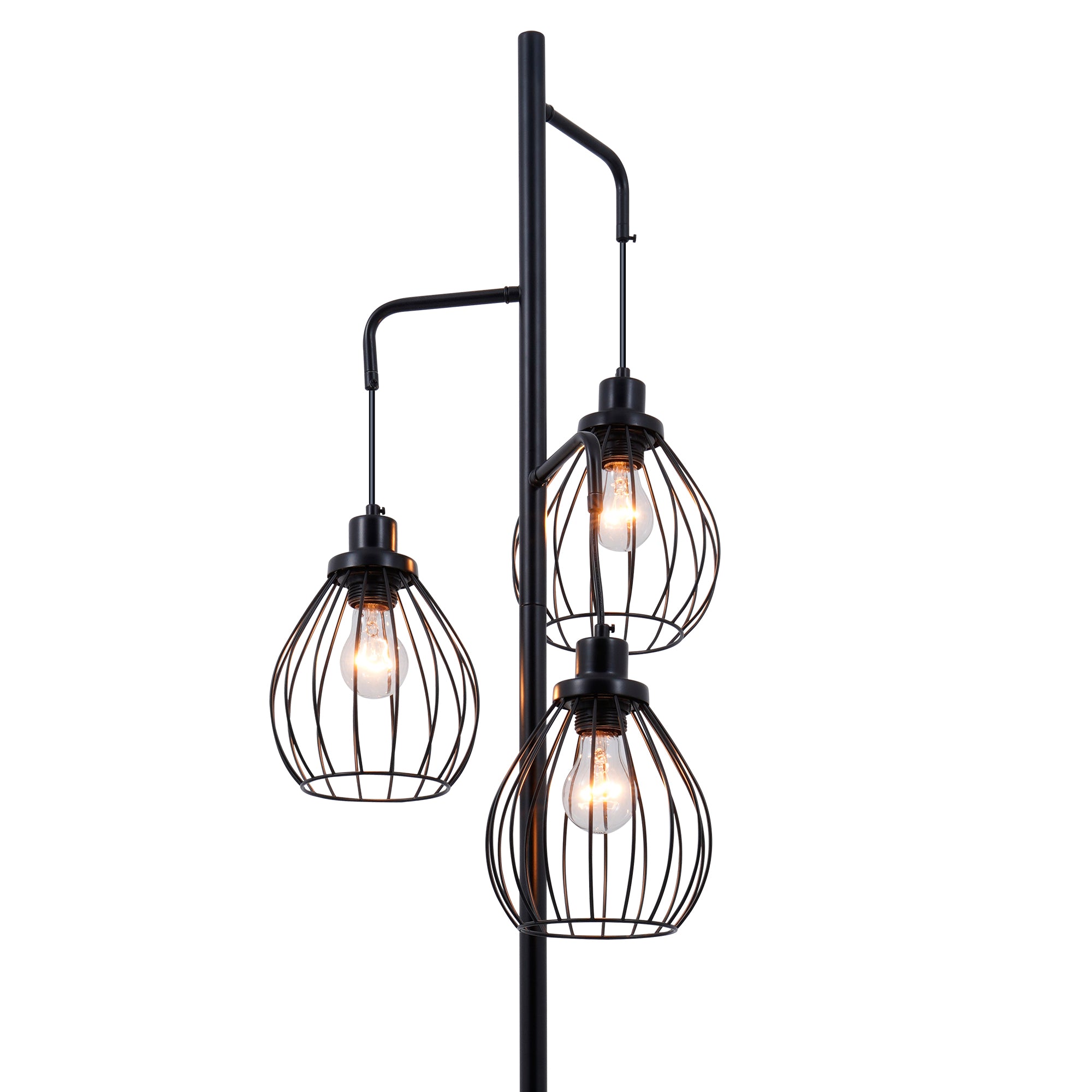 3-Head Black Bird Cage Floor Lamp DS-LY06