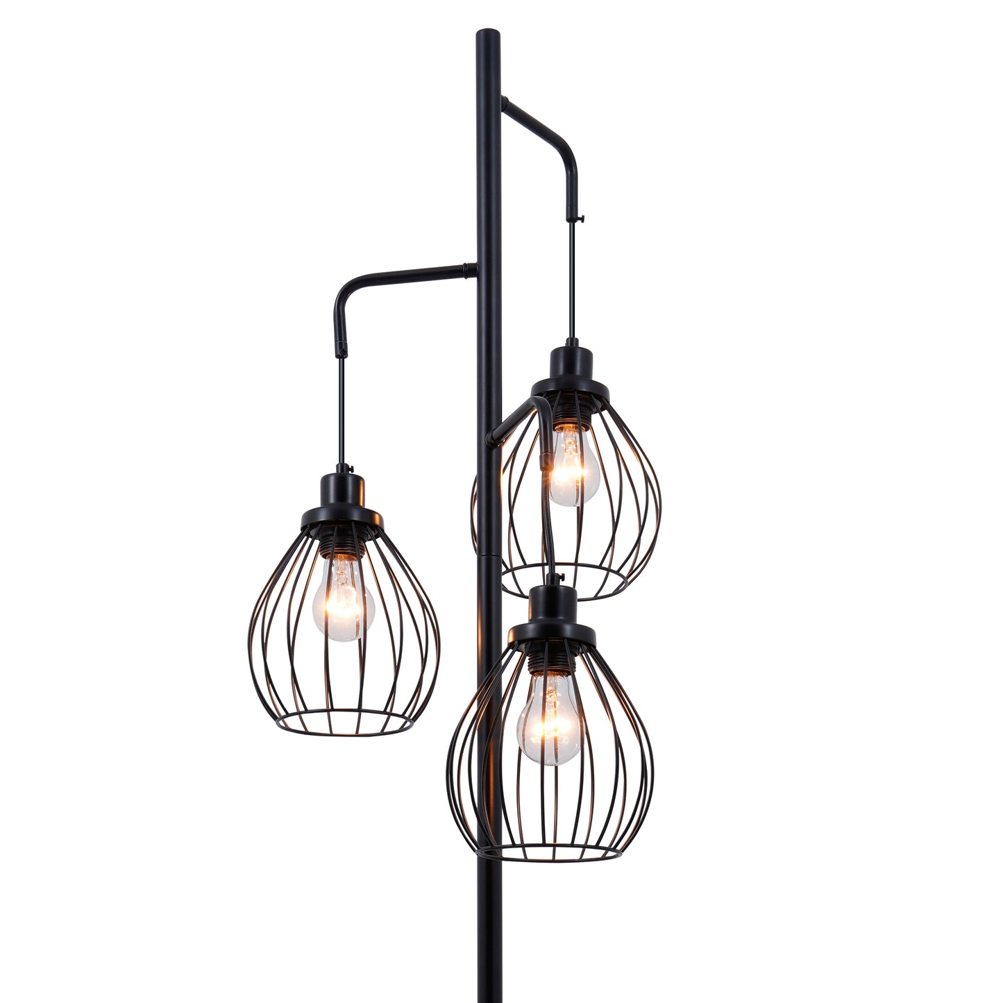 3-Head Black Bird Cage Floor Lamp DS-LY06