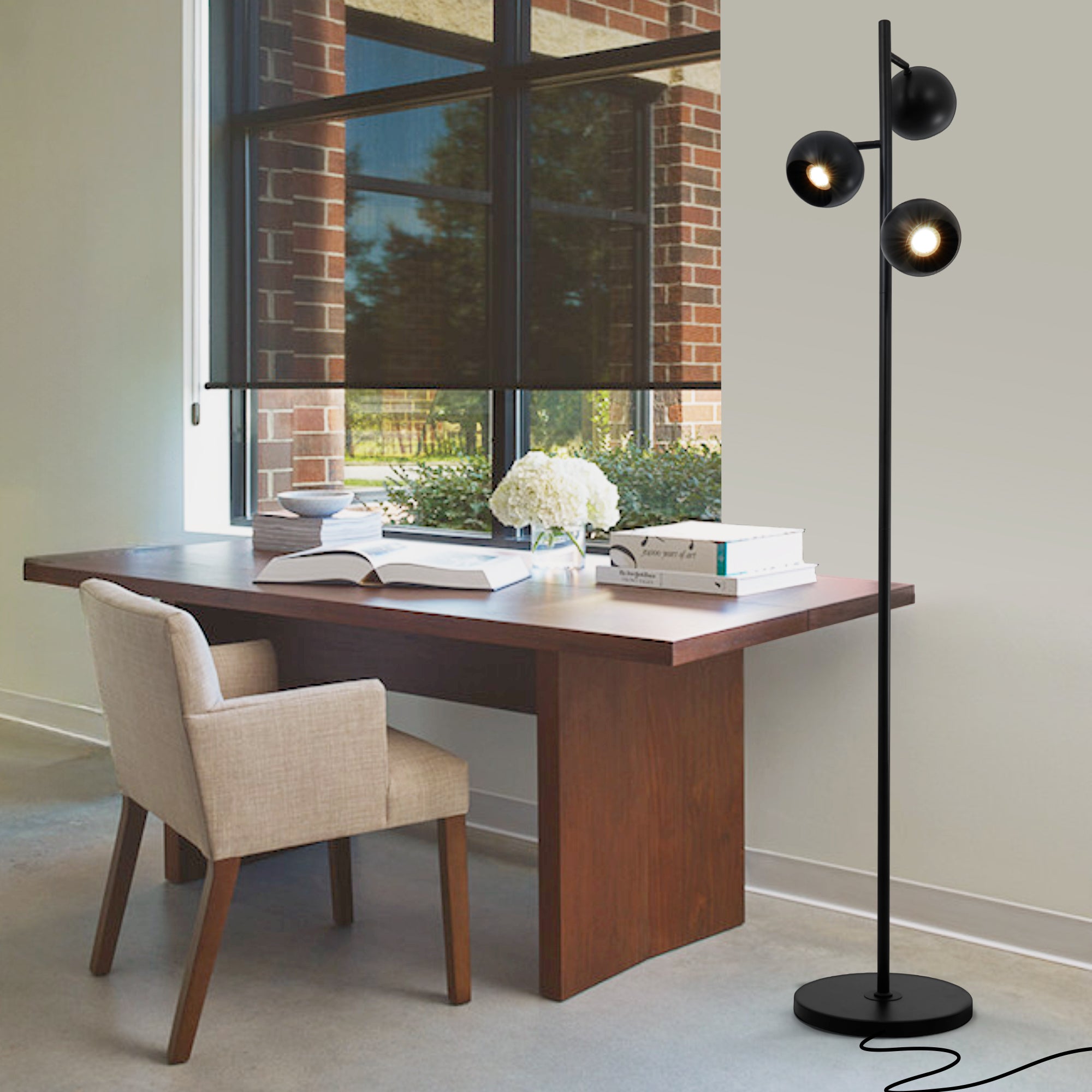 Black Round Lampshade Floor Lamp DS-LY12