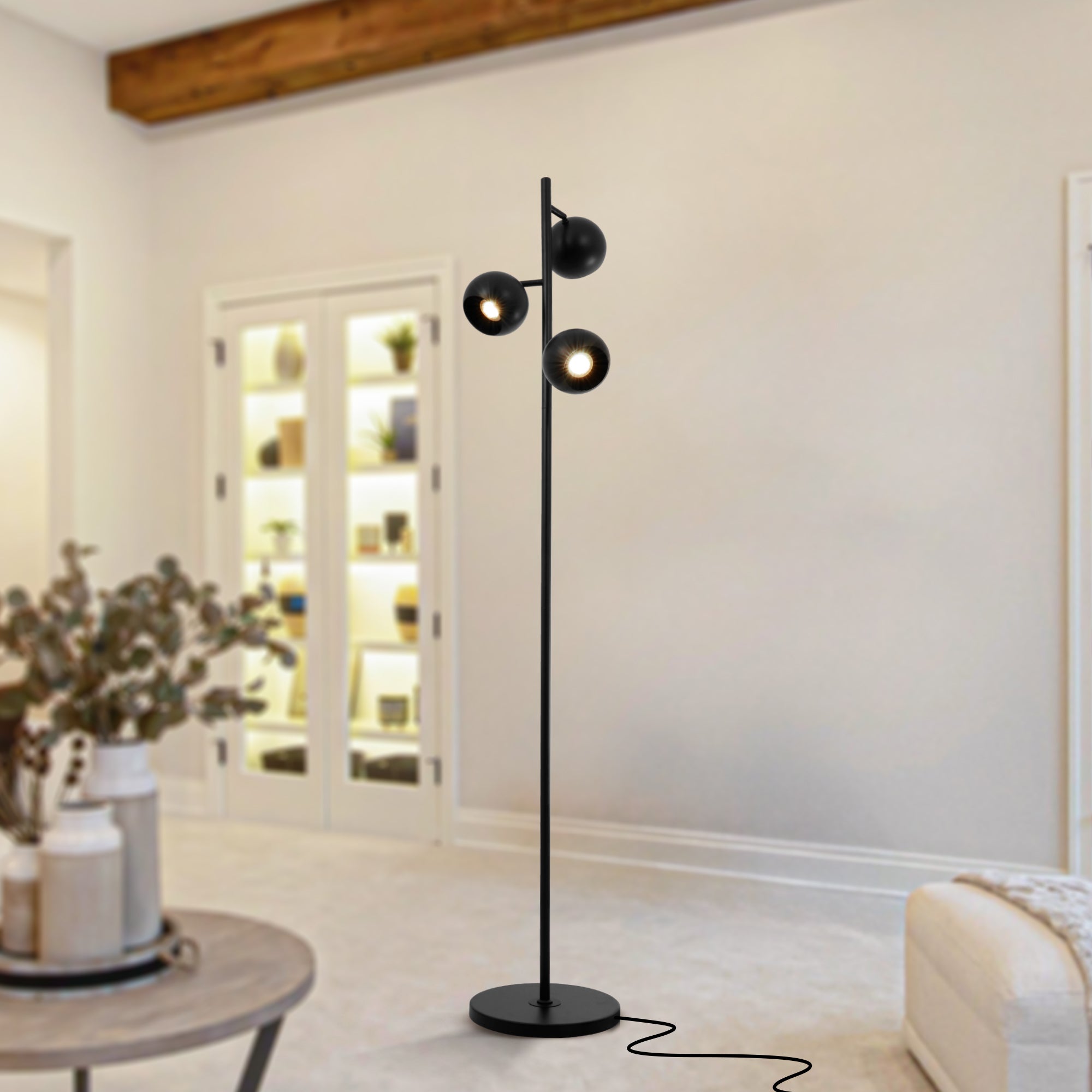 Black Round Lampshade Floor Lamp DS-LY12