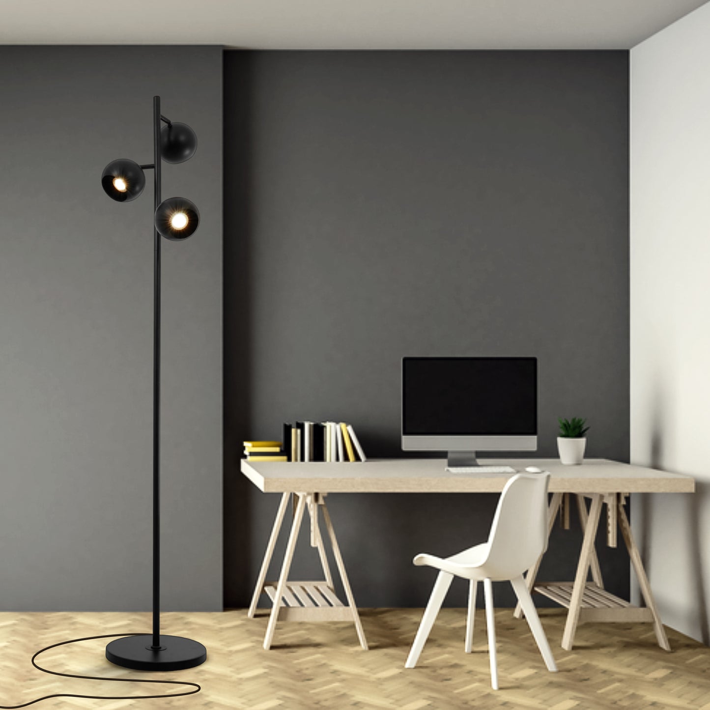 Black Round Lampshade Floor Lamp DS-LY12
