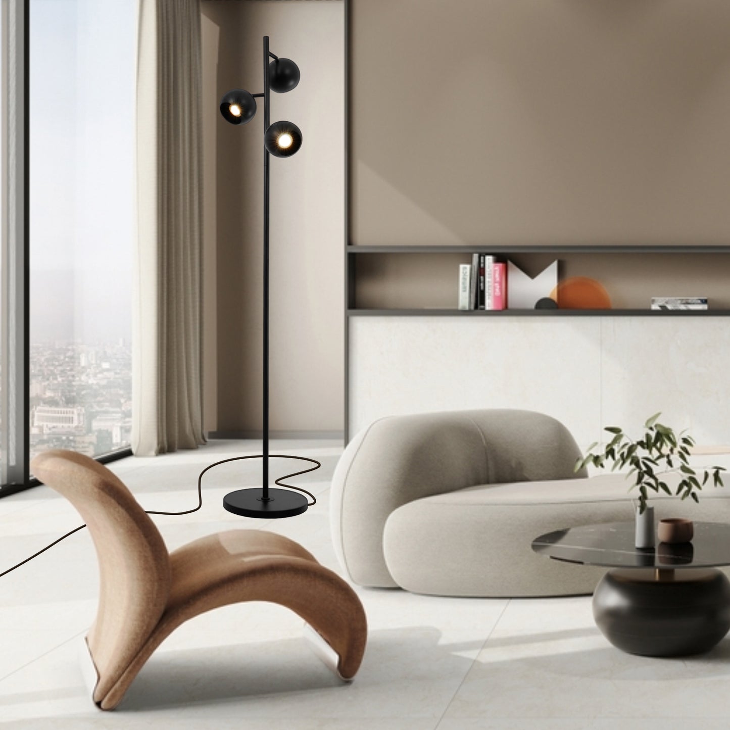 Black Round Lampshade Floor Lamp DS-LY12