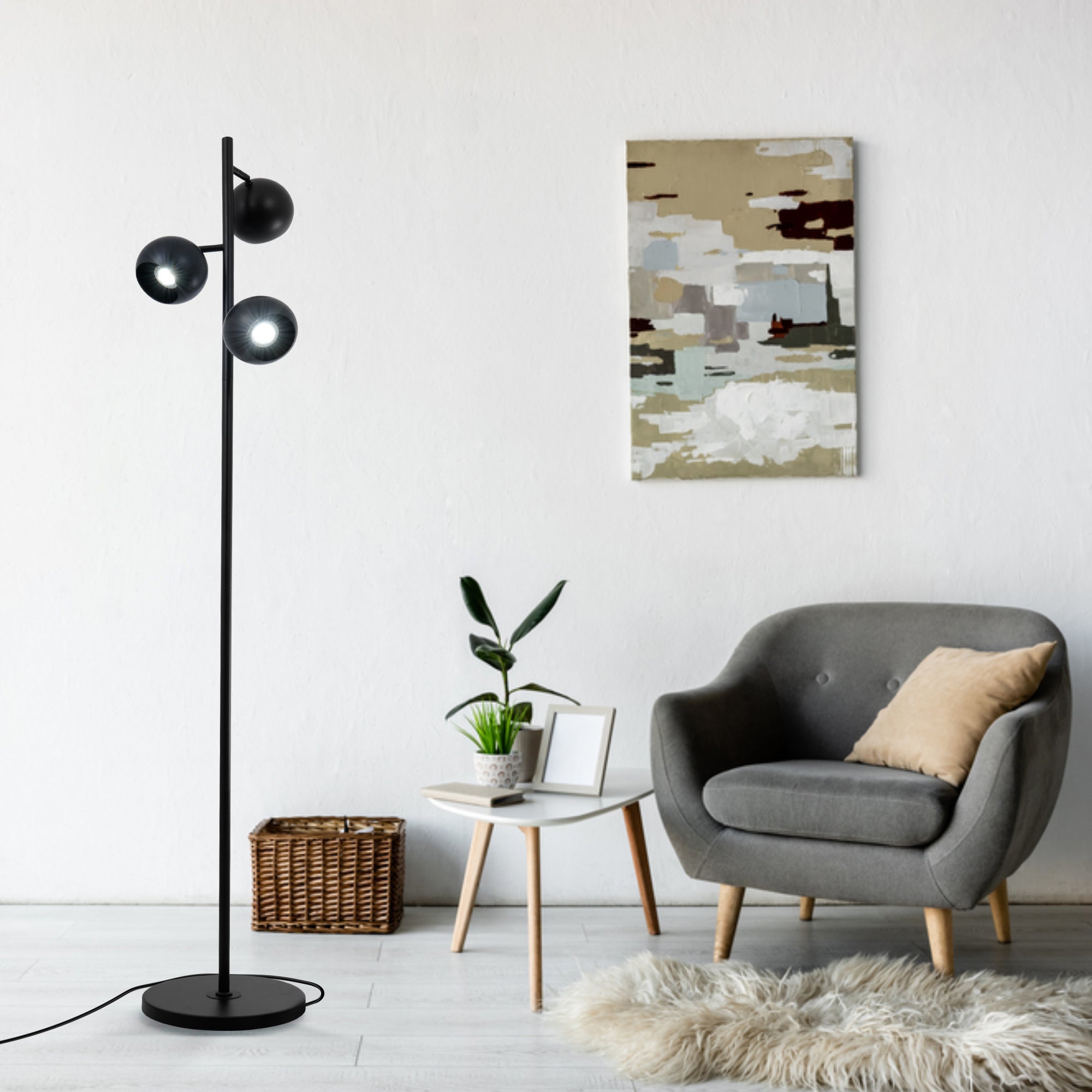 Black Round Lampshade Floor Lamp DS-LY12