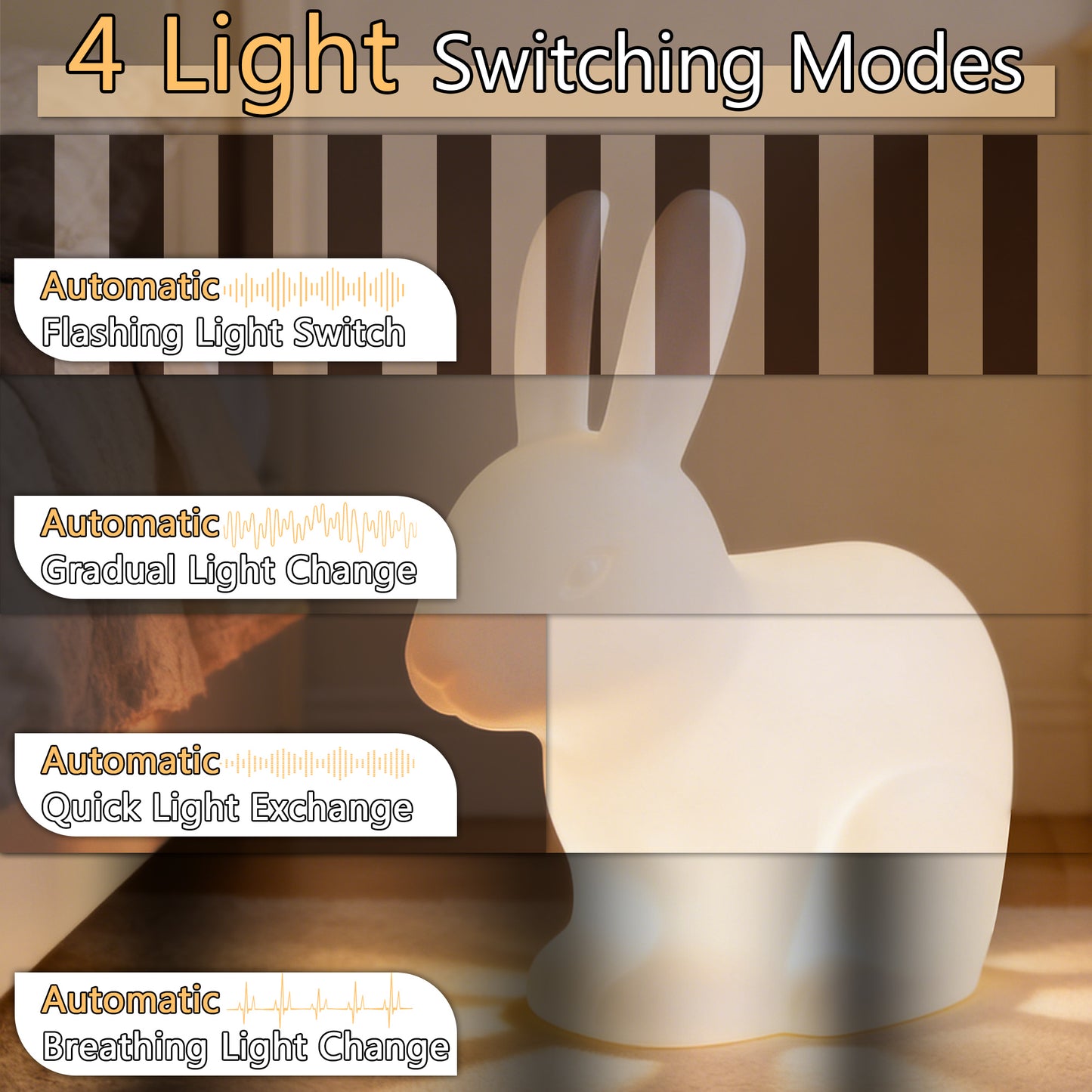 Bunny Decor Lamp - 16 Color Changing Rabbit Night Light with Remote, IP65 Waterproof