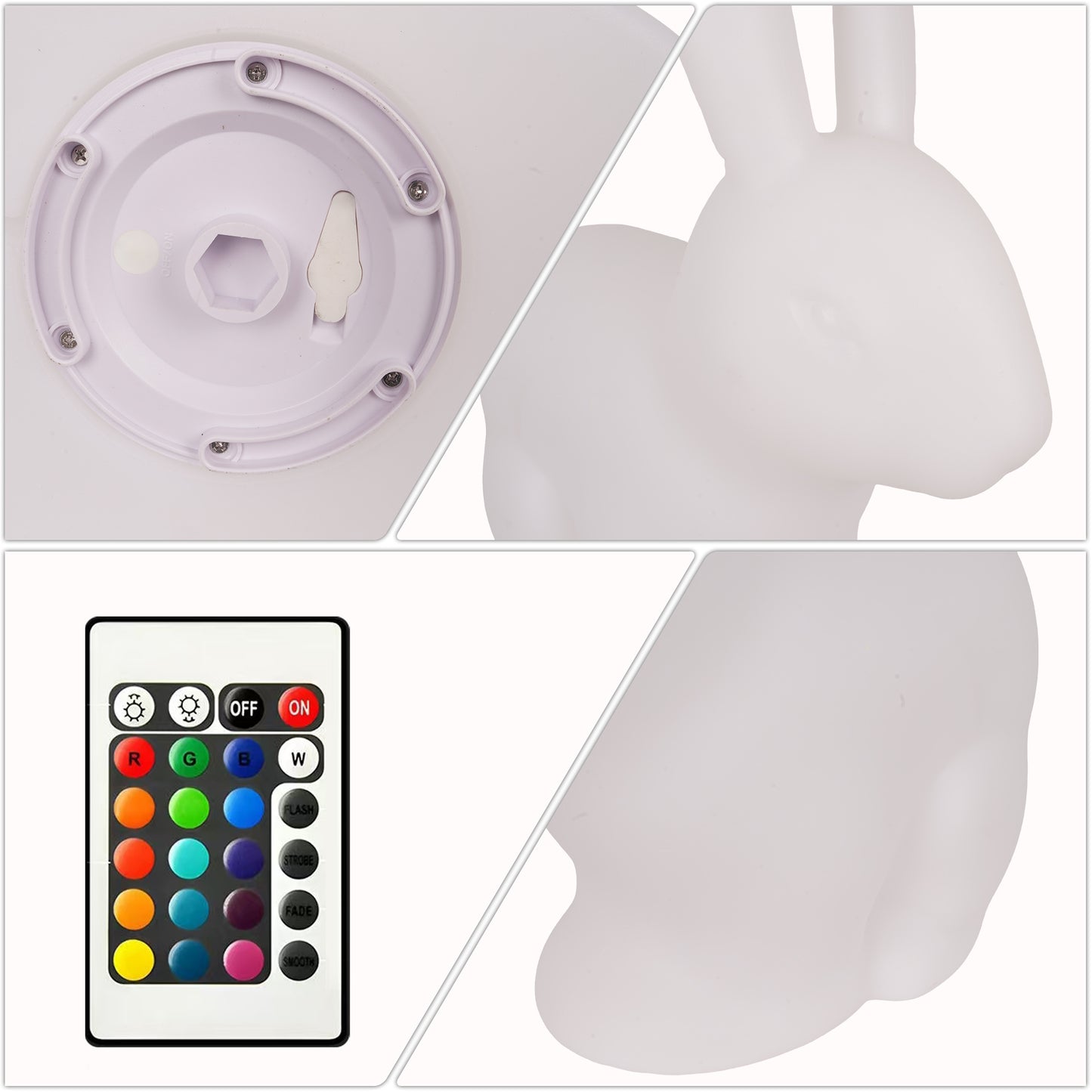 Bunny Decor Lamp - 16 Color Changing Rabbit Night Light with Remote, IP65 Waterproof