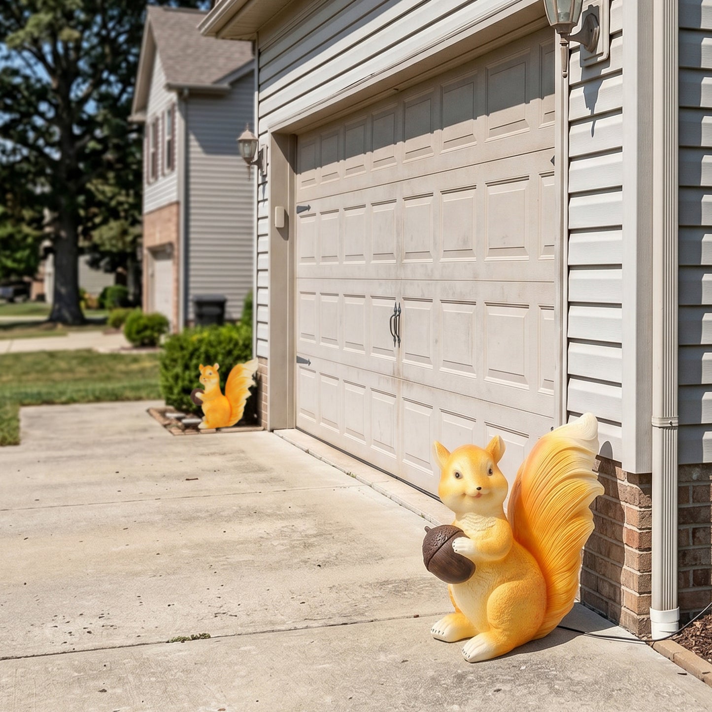 Solar-Powered Squirrel Garden Statue Light, Weatherproof Fiberglass Yard Art with Remote Control, Whimsical Outdoor Decor