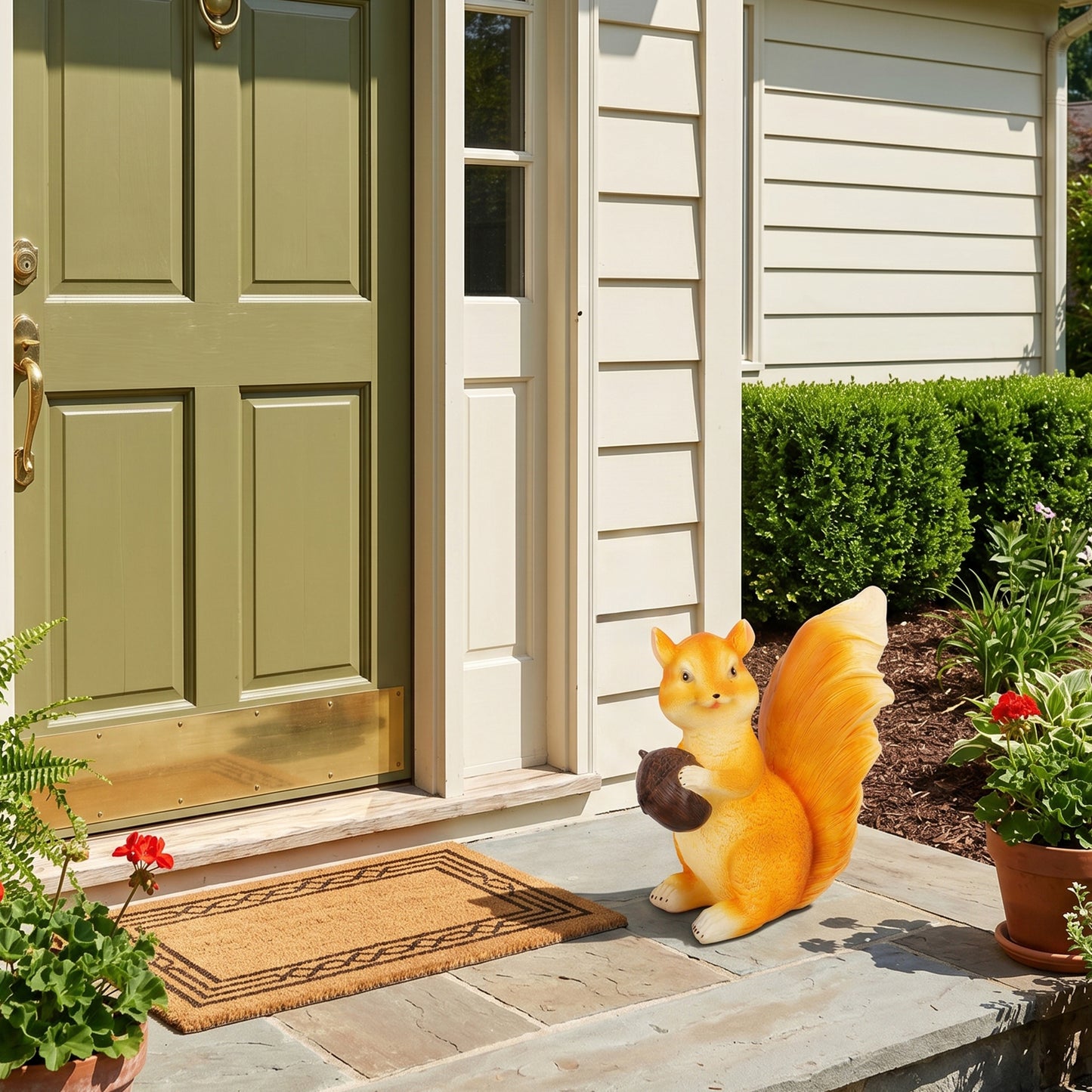 Solar-Powered Squirrel Garden Statue Light, Weatherproof Fiberglass Yard Art with Remote Control, Whimsical Outdoor Decor