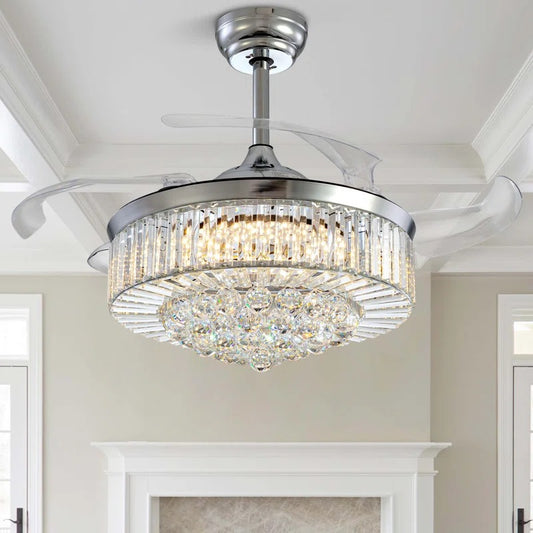 48" Presnell Dimmable Crystal Ceiling Fan with LED Lights and Remote Control