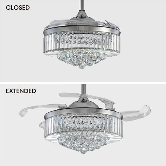 48" Presnell Dimmable Crystal Ceiling Fan with LED Lights and Remote Control