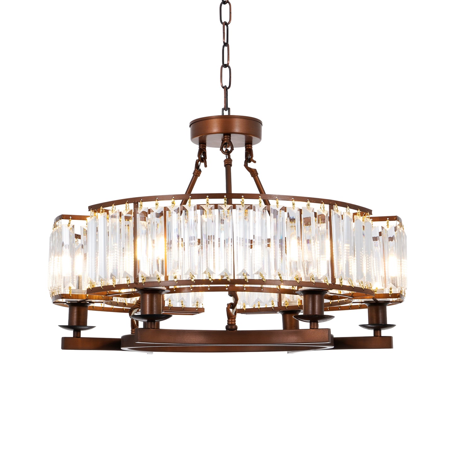 Vintage Brown Adjustable Flush Mount Crystal Chandelier DS-SL06