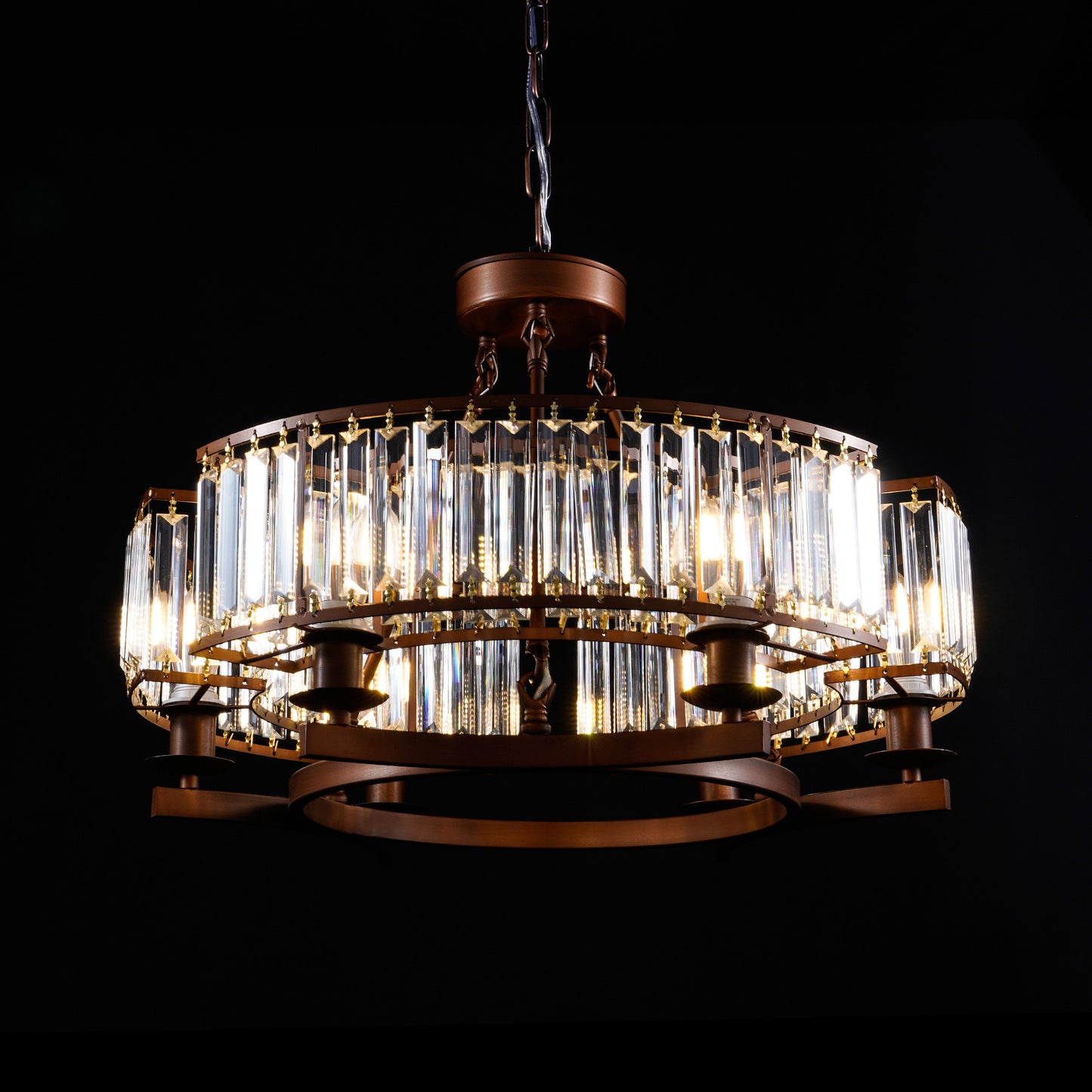 Vintage Brown Adjustable Flush Mount Crystal Chandelier DS-SL06