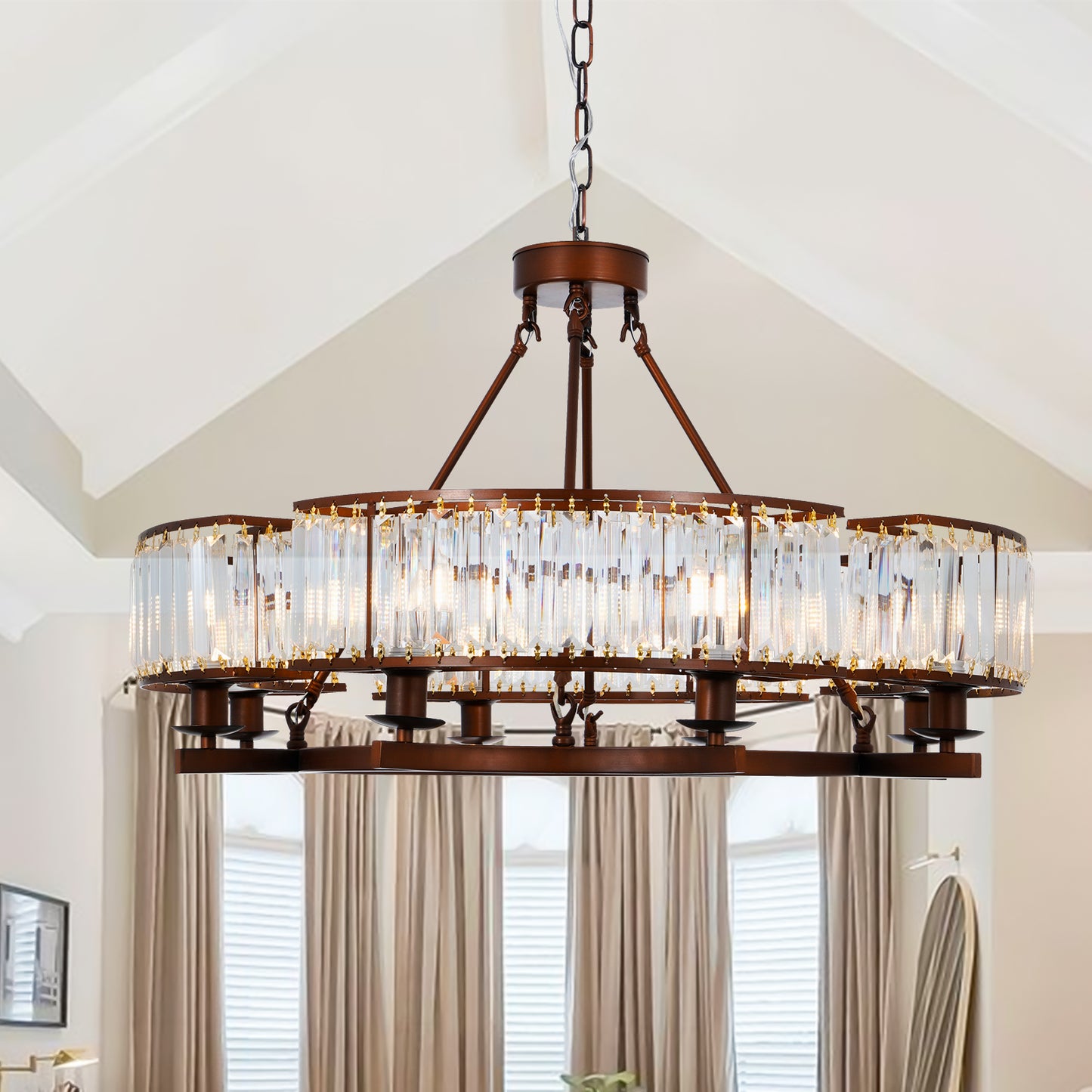 Vintage Brown Adjustable Crystal Chandelier DS-SL07