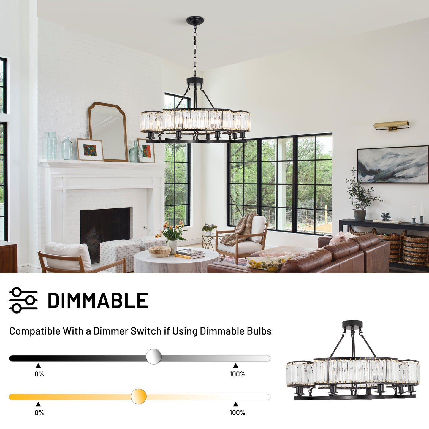 8-Light Black Simple Chandelier DS-SL08