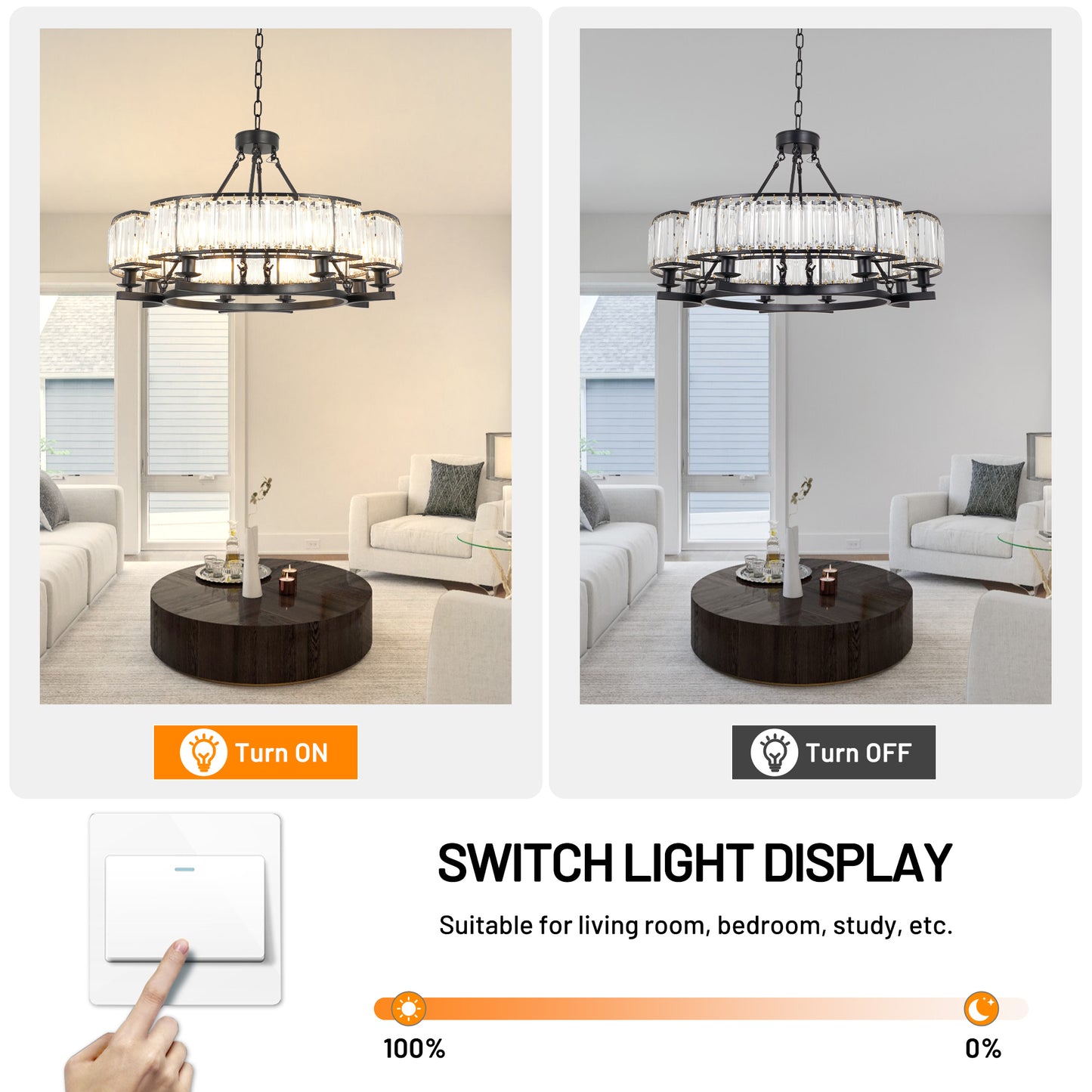 8-Light Black Simple Chandelier DS-SL08