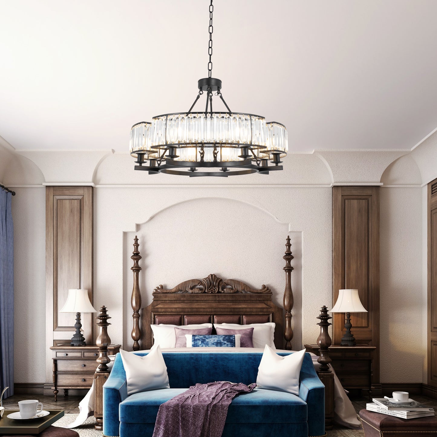 8-Light Black Simple Chandelier DS-SL08