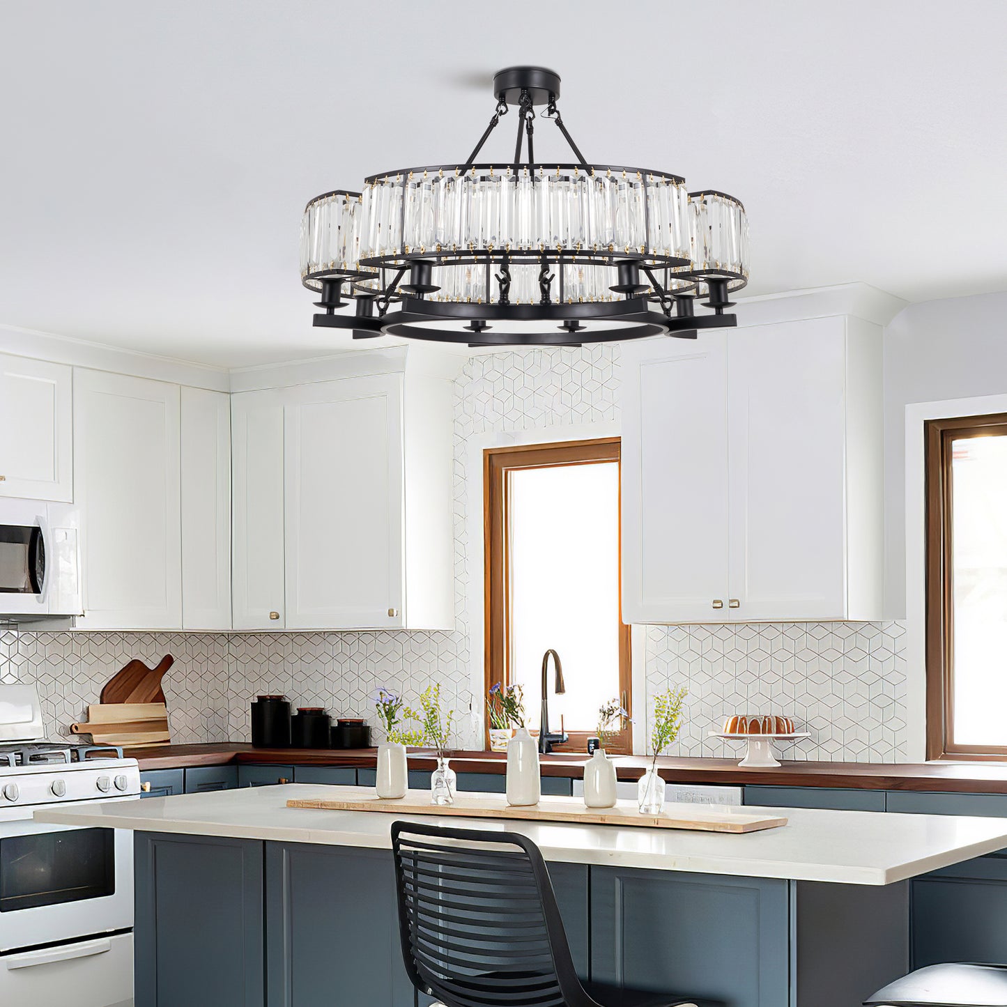 8-Light Black Simple Chandelier DS-SL08