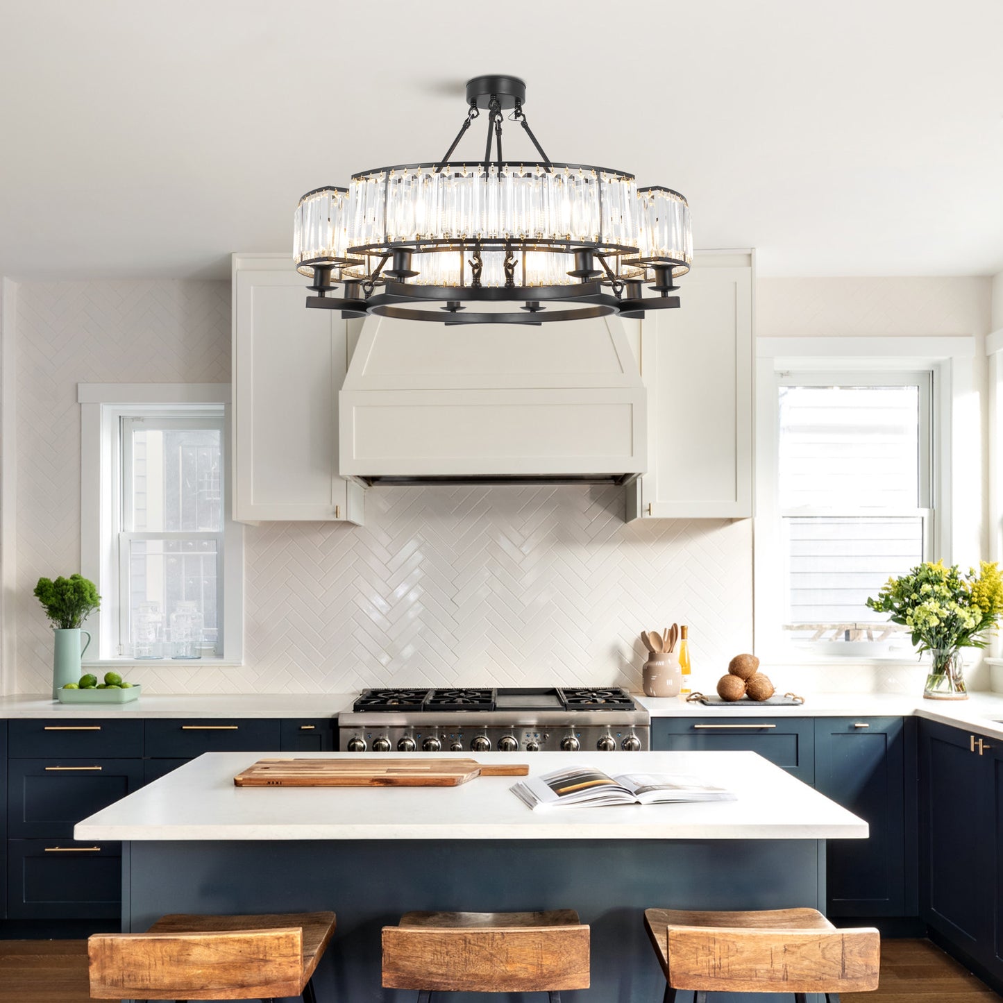 8-Light Black Simple Chandelier DS-SL08