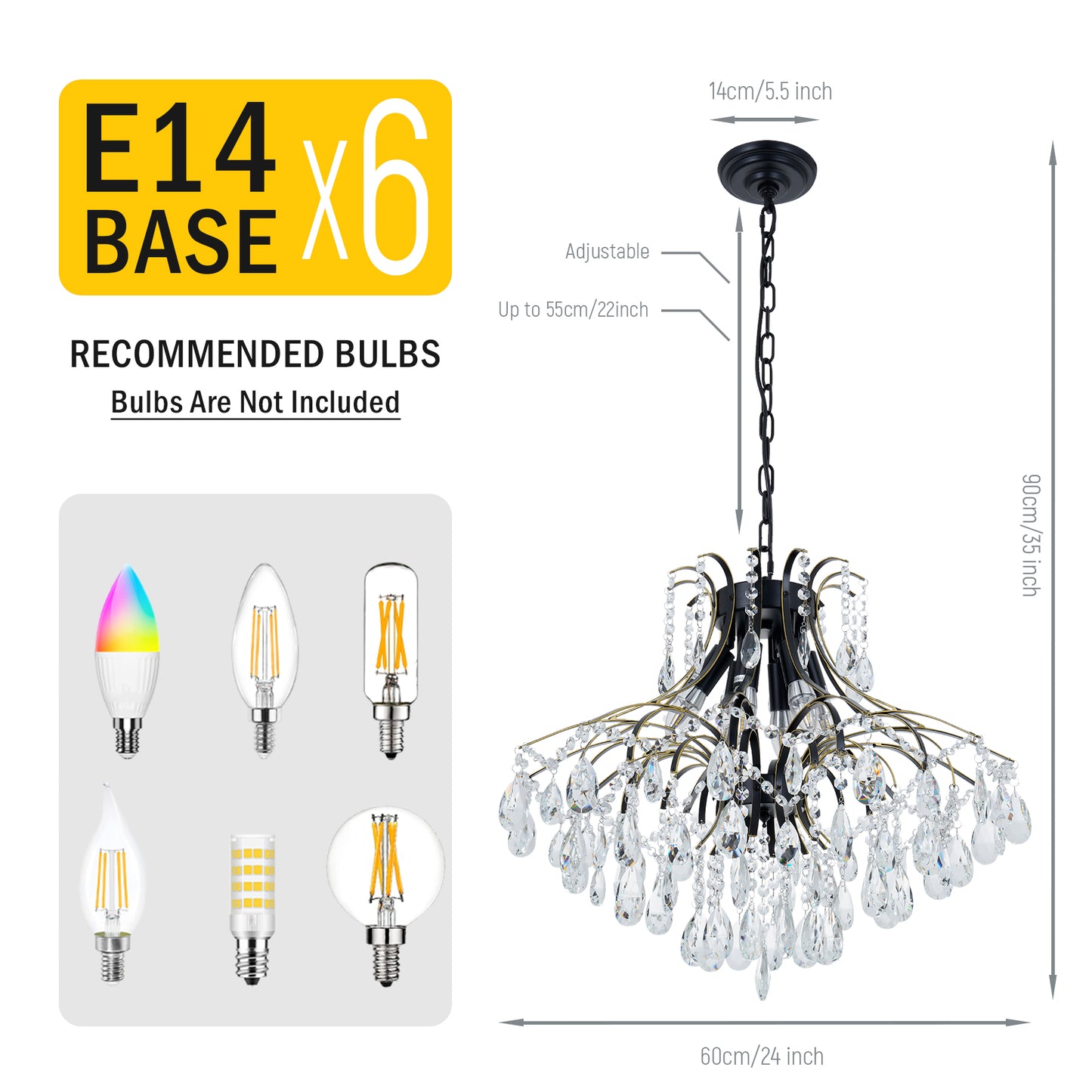 Tassels Black Gold Crystal Chandeliers DS-SQ20