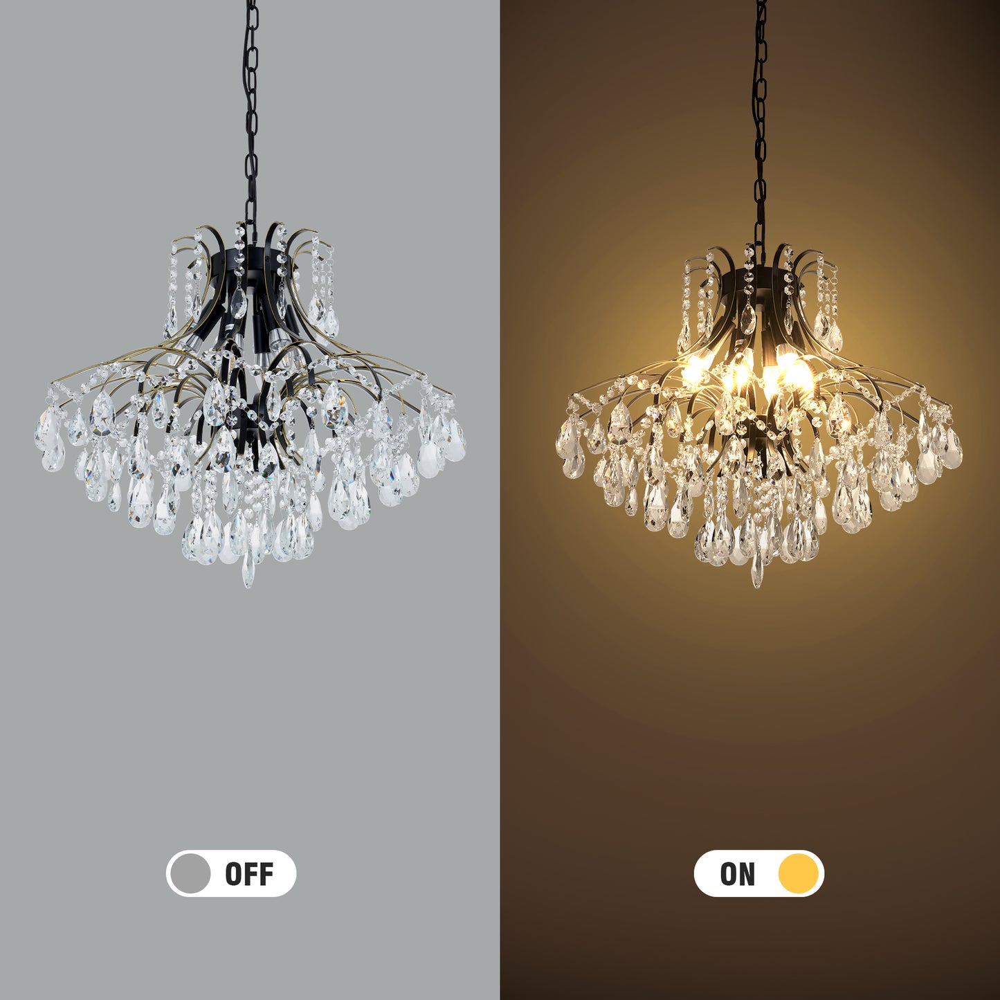 Tassels Black Gold Crystal Chandeliers DS-SQ20