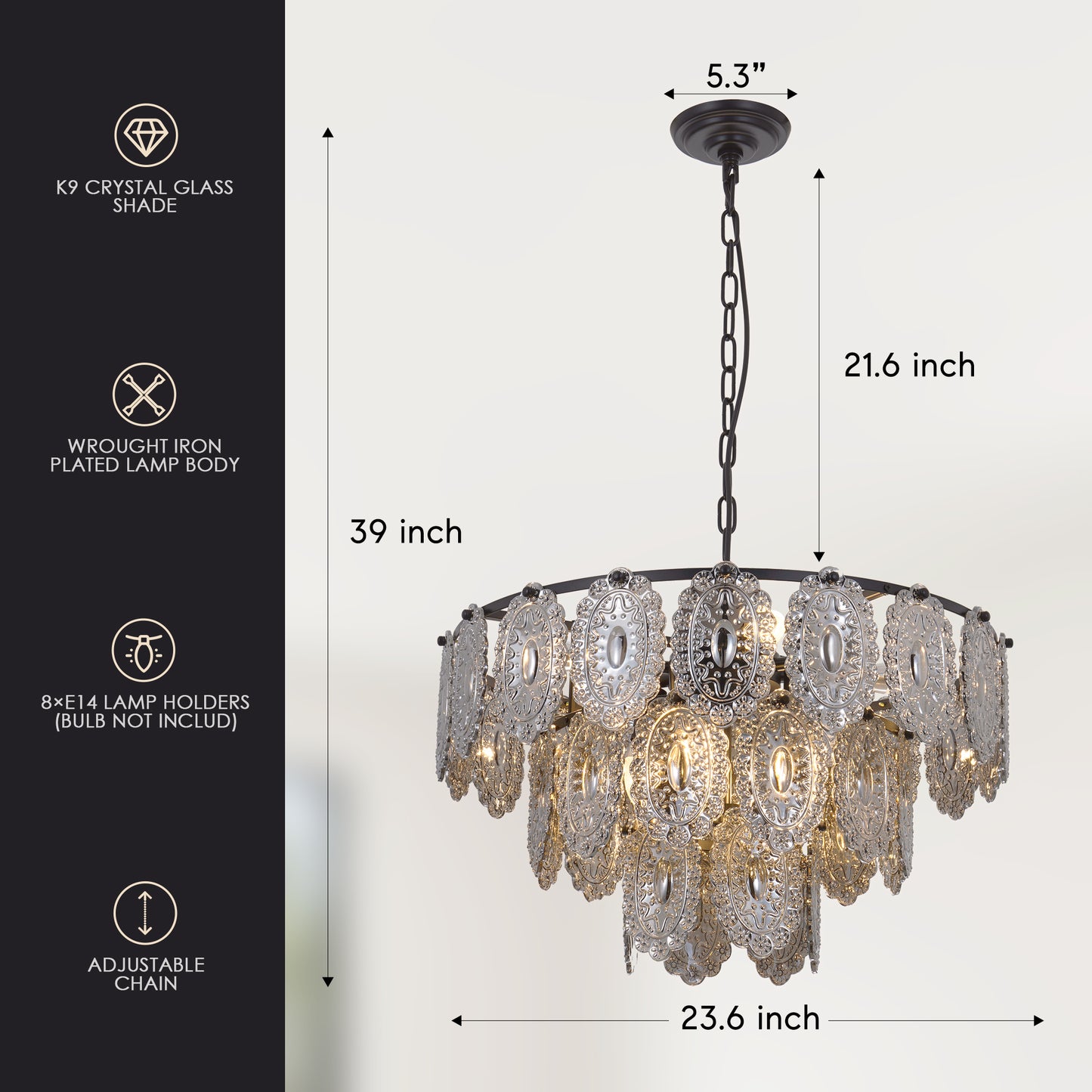 Modern Black Chandelier Luxury Ceiling Pendant DS-SQ24